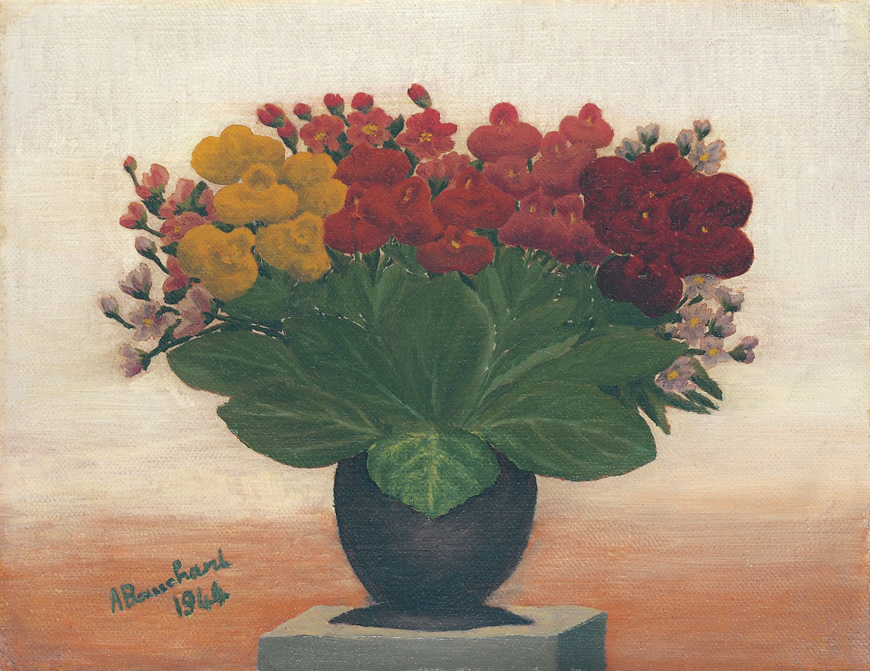 André Bauchant * 1873 in Château-Renault (FRA) † 1958 in Montoire-sur-le-Loir (FRA) Le bouquet, 1944 Öl auf Leinwand 27 x 35 cm (Sammlung Zander | Naive Kunst)