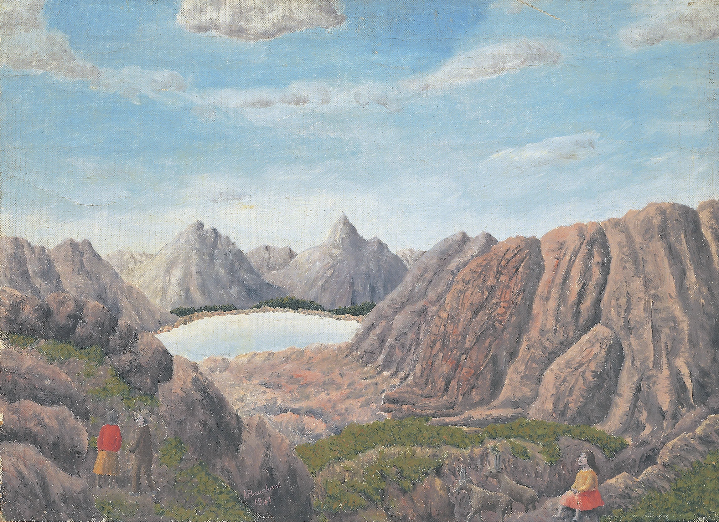 André Bauchant * 1873 in Château-Renault (FRA) † 1958 in Montoire-sur-le-Loir (FRA) Paysage de Savoie, 1941 oil on canvas 46 x 63 cm (Sammlung Zander | Naive Art)