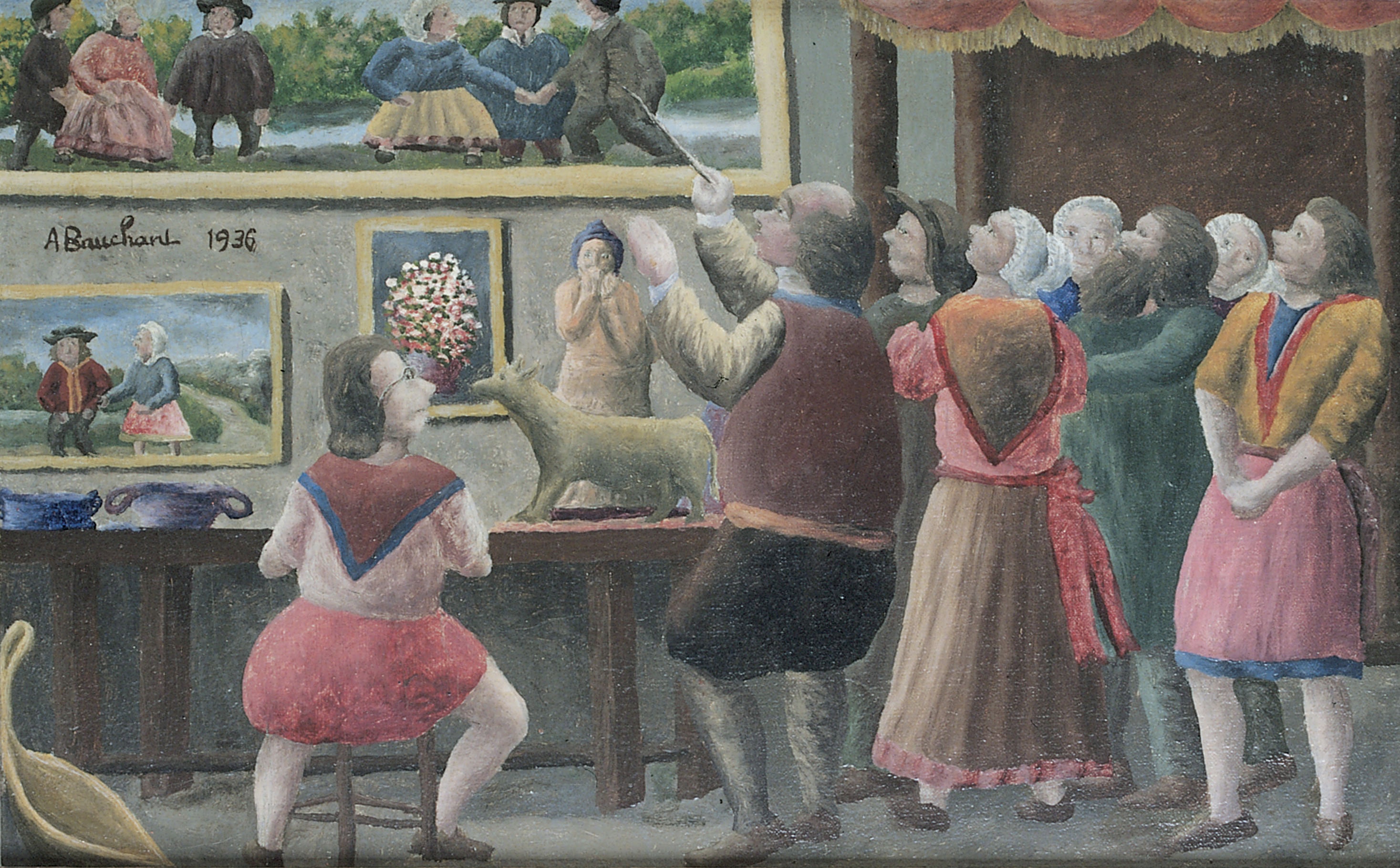 André Bauchant * 1873 in Château-Renault (FRA) † 1958 in Montoire-sur-le-Loir (FRA) Visite du musée, 1936 Öl auf Leinwand 29 x 41.5 cm (Sammlung Zander | Naive Kunst)