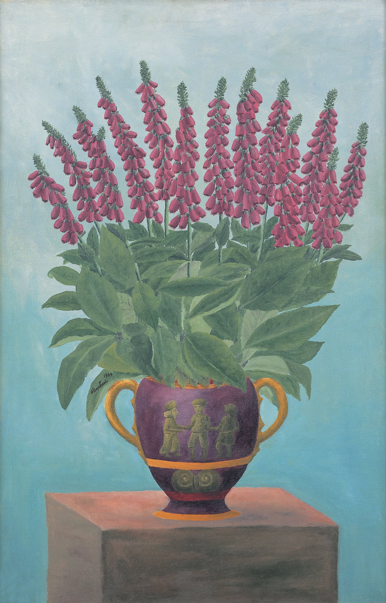 André Bauchant * 1873 in Château-Renault (FRA) † 1958 in Montoire-sur-le-Loir (FRA) Vase de digitales, 1939 oil on canvas 100 x 65 cm (Sammlung Zander | Naive Art)