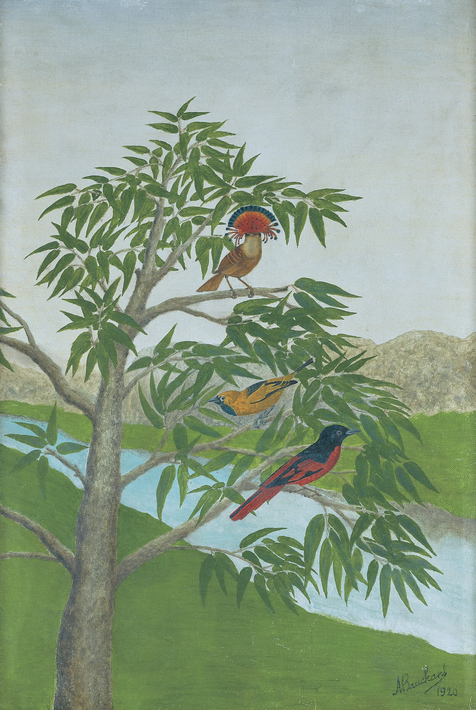 André Bauchant * 1873 in Château-Renault (FRA) † 1958 in Montoire-sur-le-Loir (FRA) Les Oiseaux, 1920 Öl auf Leinwand 49 x 33 cm (Sammlung Zander | Naive Kunst)