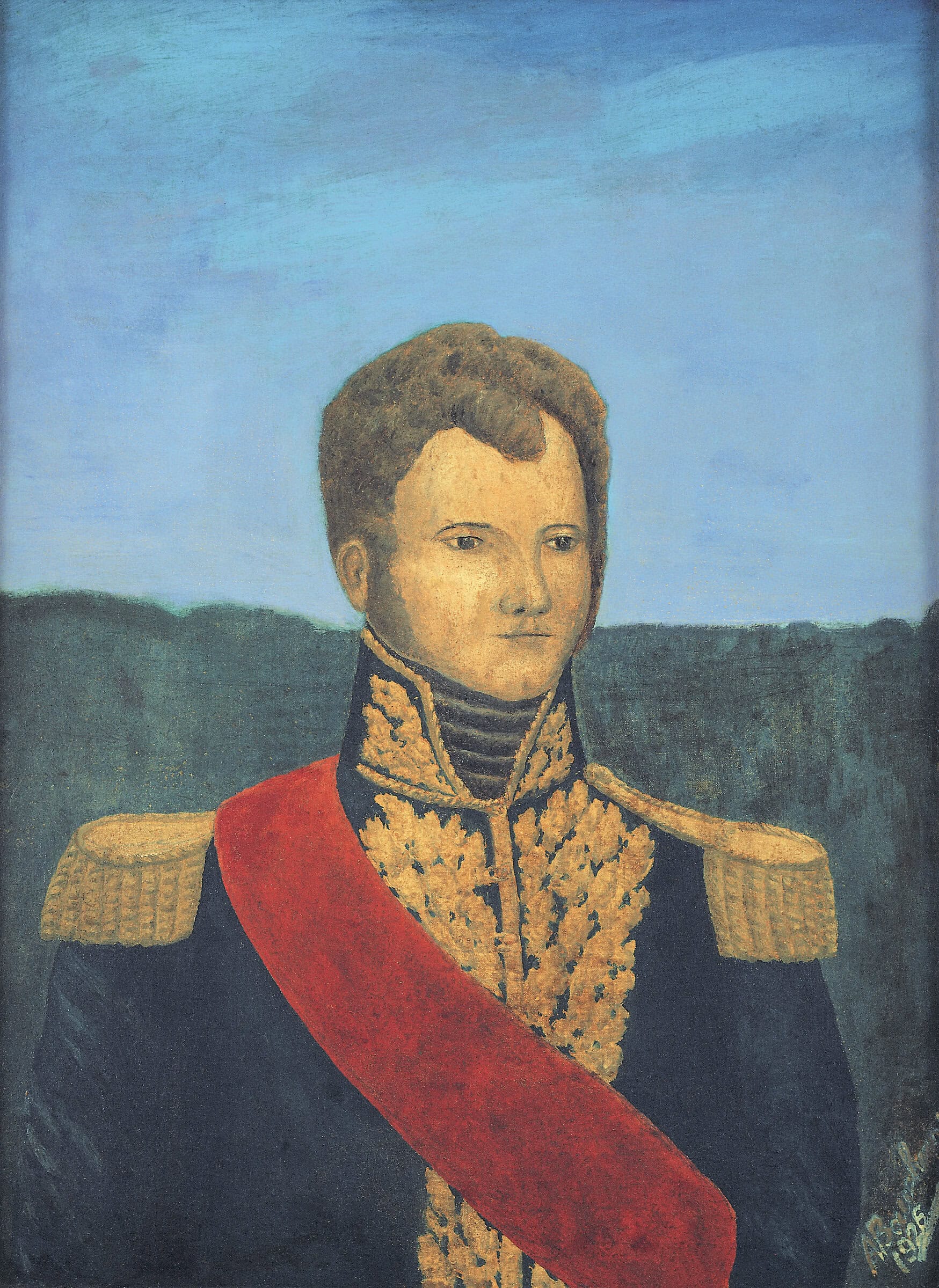 André Bauchant * 1873 in Château-Renault (FRA) † 1958 in Montoire-sur-le-Loir (FRA) Portrait en uniforme, 1926 Öl auf Leinwand 54 x 40 cm (Sammlung Zander | Naive Kunst)