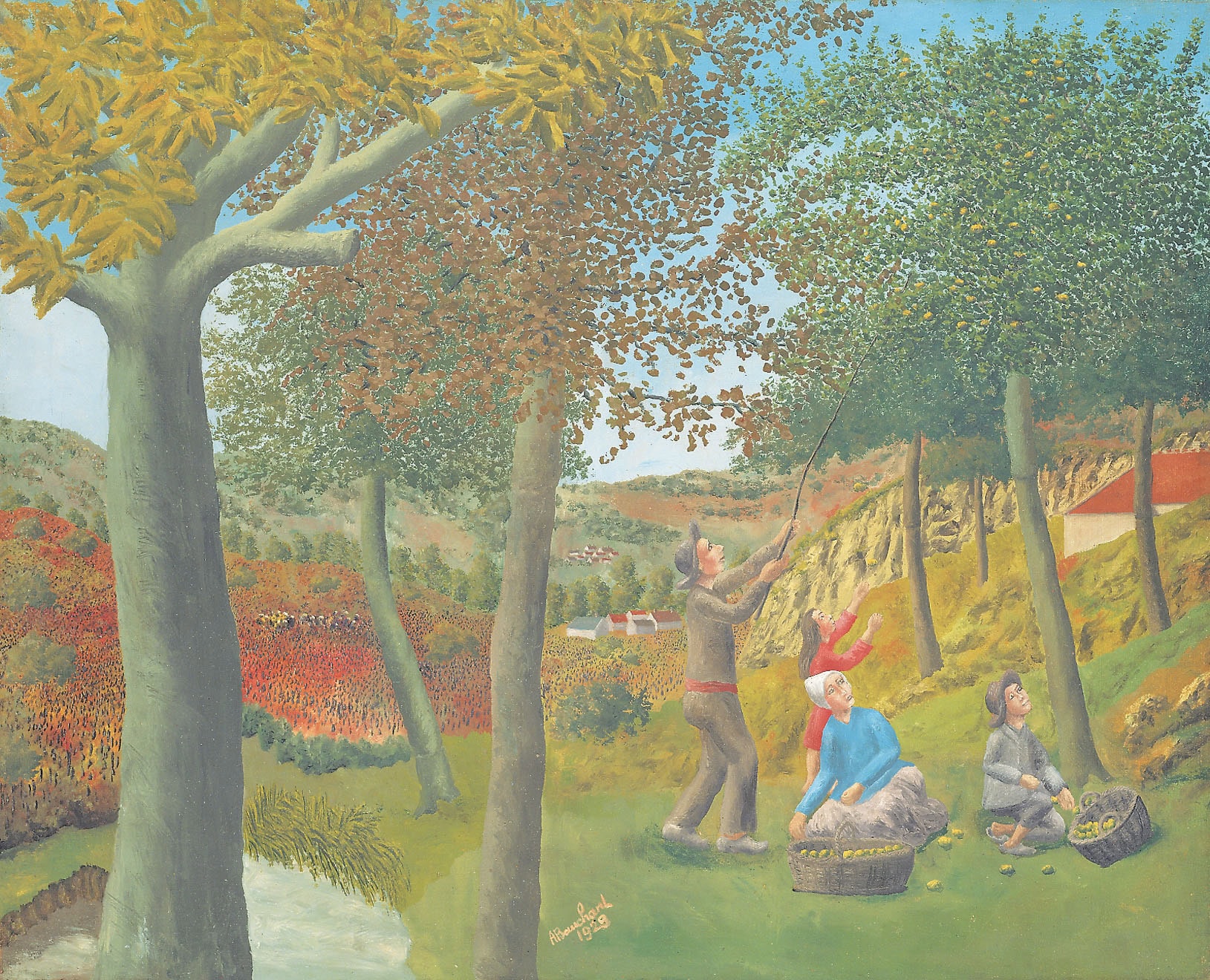 André Bauchant * 1873 in Château-Renault (FRA) † 1958 in Montoire-sur-le-Loir (FRA) Les quatres saisons: L’automne, 1929 Öl auf Leinwand 81,5 x 100 cm (Sammlung Zander | Naive Kunst)