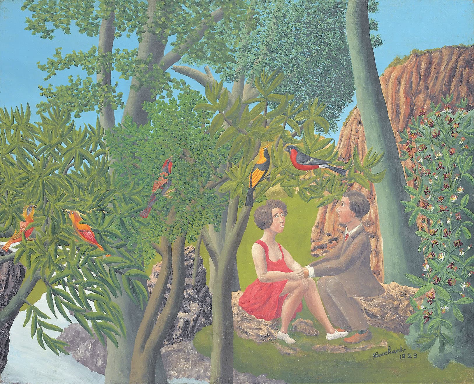 André Bauchant * 1873 in Château-Renault (FRA) † 1958 in Montoire-sur-le-Loir (FRA) Les quatres saisons: Le printemps, 1929 oil on canvas 81.5 x 100 cm (Sammlung Zander | Naive Art)