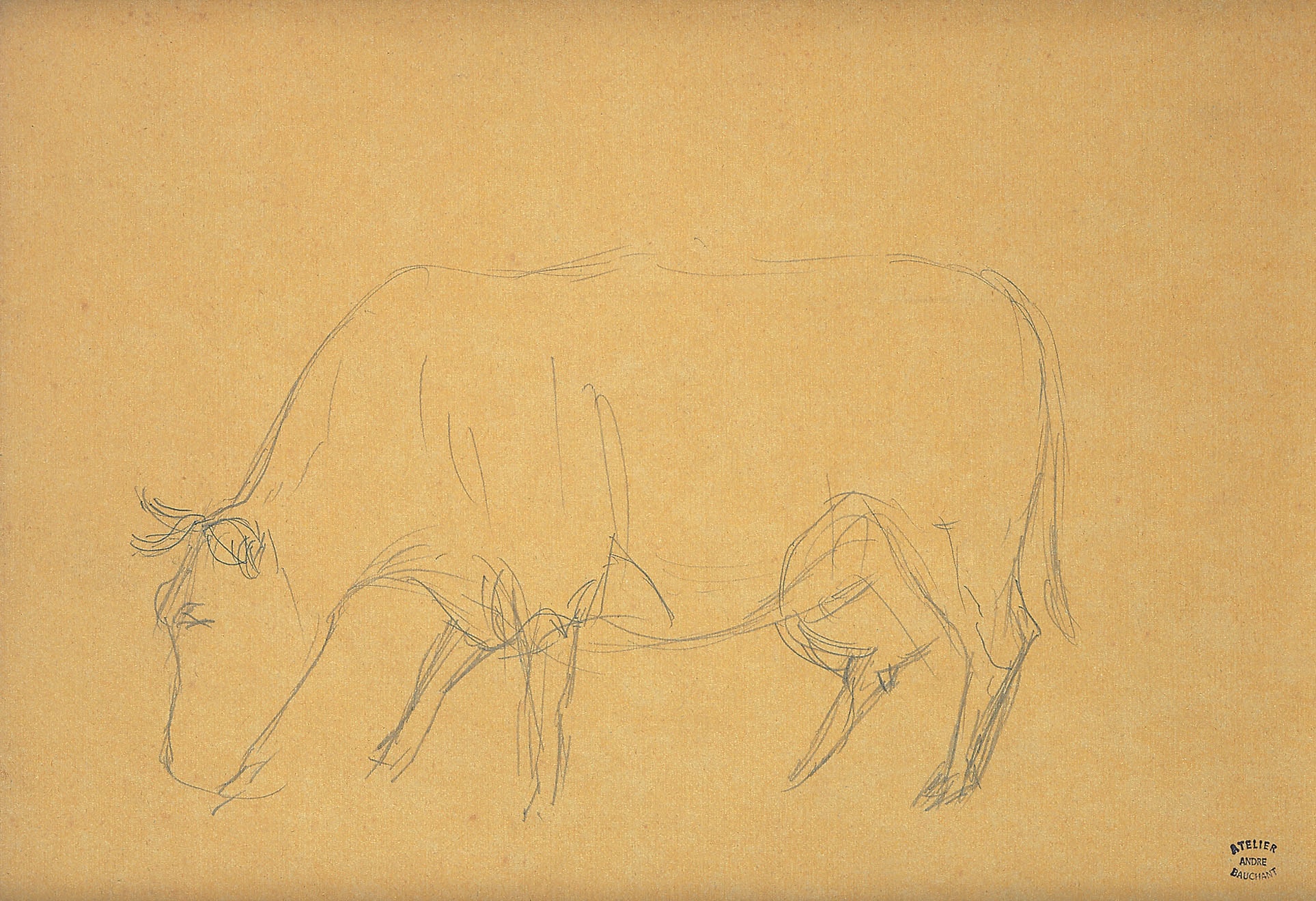 André Bauchant * 1873 in Château-Renault (FRA) † 1958 in Montoire-sur-le-Loir (FRA) La vache, undated pencil on paper 21 x 29 cm (Sammlung Zander | Naive Art)