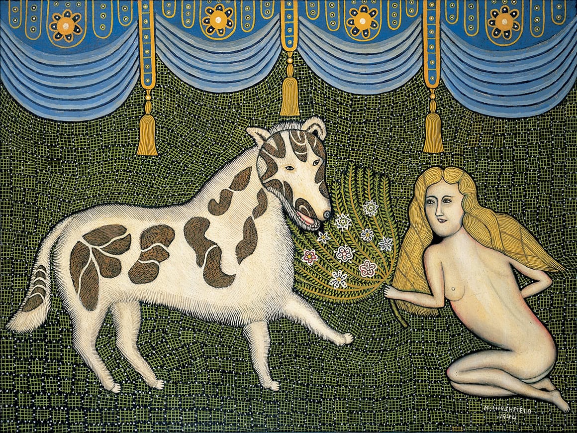 Morris Hirshfield * 1872 in Polen † 1946 in Brooklyn, New York (USA) Girl and dog, 1944 Öl auf Leinwand 81,5 x 106,5 cm (Sammlung Zander | Naive Kunst)