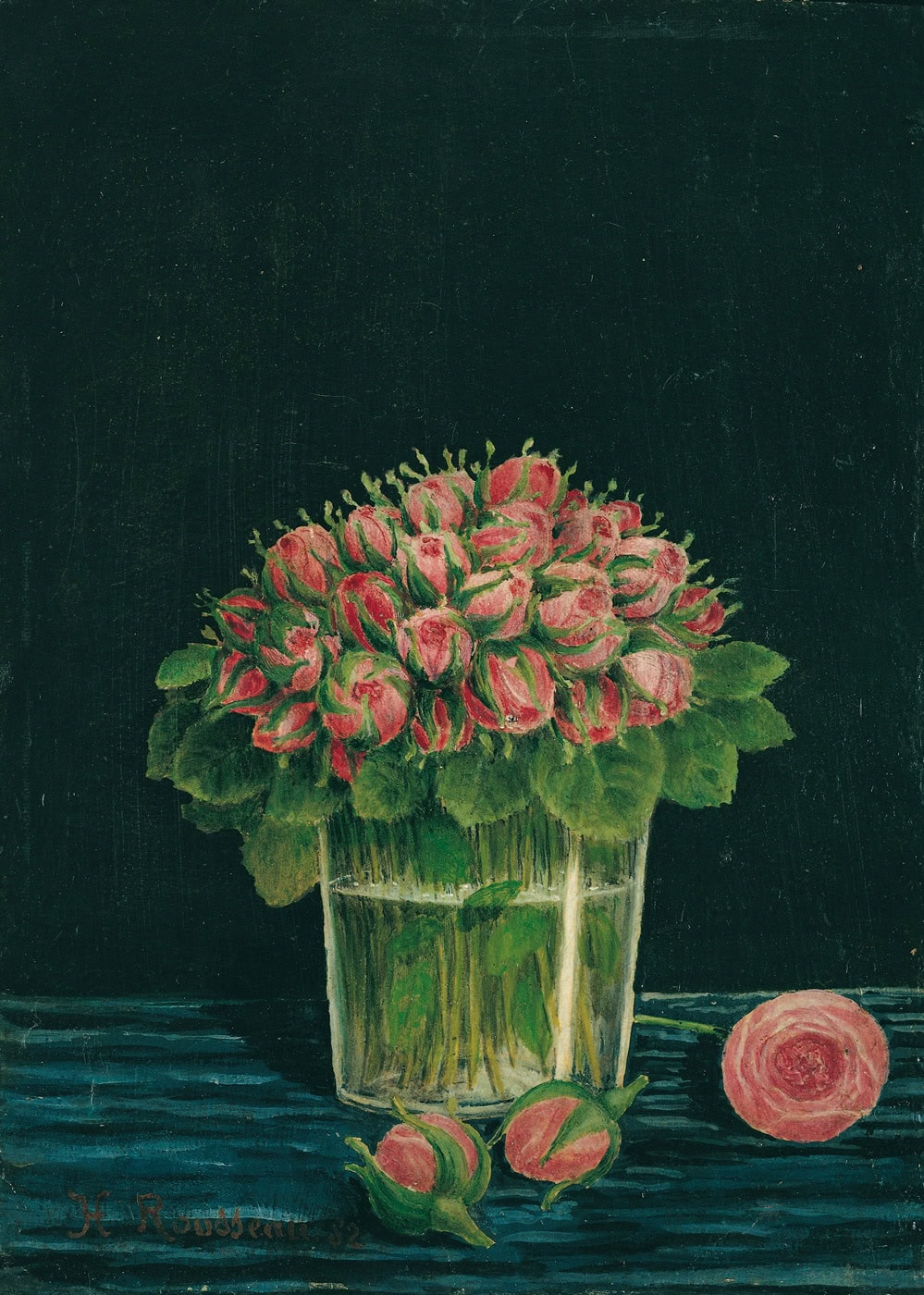 Henri Rousseau * 1844 in Laval (FRA) † 1910 in Paris (FRA) Bouquet de roses, 1882 Oil on wood 26 x 19 cm (Sammlung Zander | Naive Art)