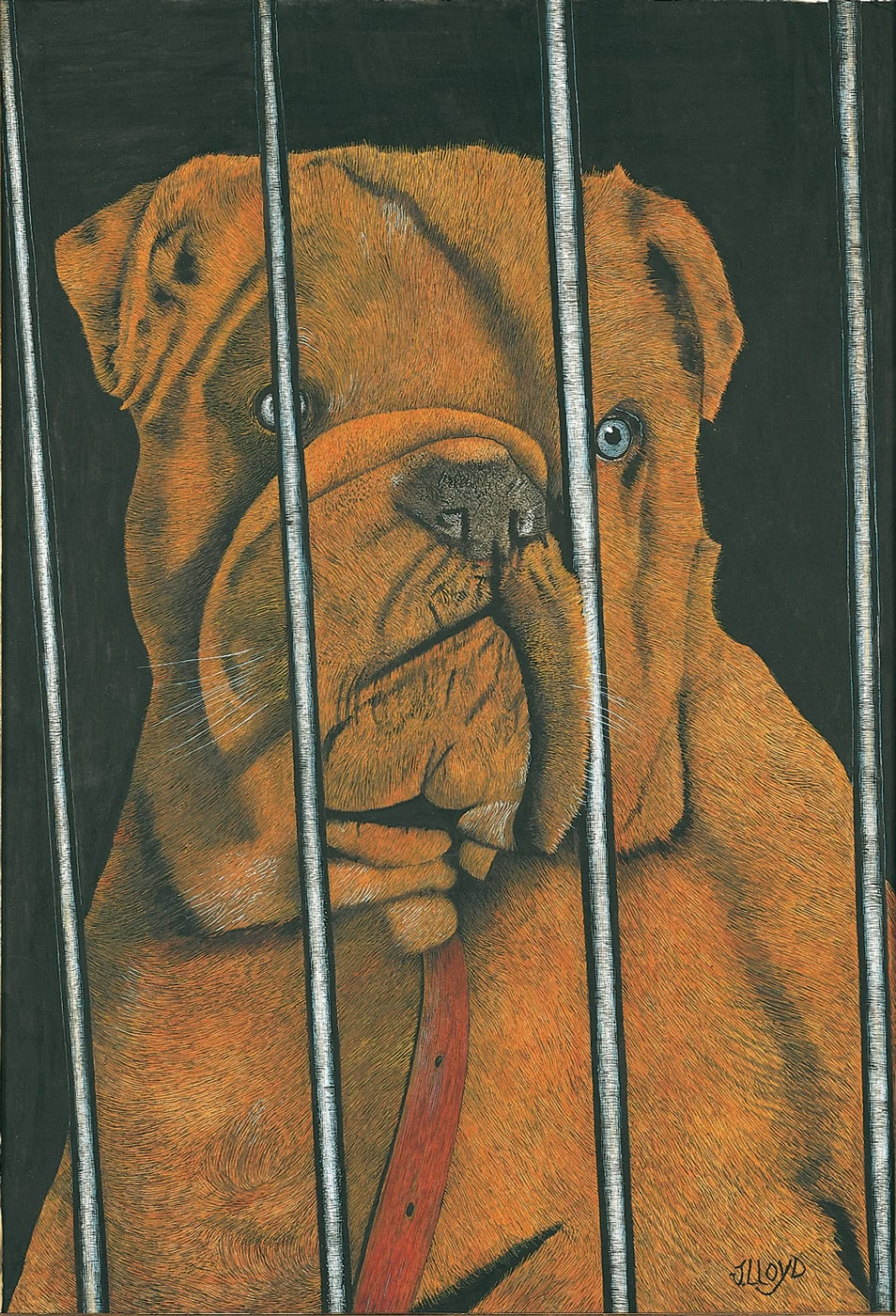 James Lloyd * 1905 – † 1974 Bulldogge, o. J. Gouache, Mischtechnik auf Papier 54 x 40 cm (Sammlung Zander | Naive Kunst)