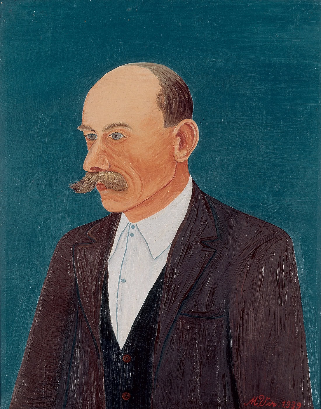 Mirko Virius * 1889 in Đelekovec (HRV) † 1943 in Zemun (SRB) Portrait, 1.9.1939 Öl auf Leinwand 60 x 47 cm (Sammlung Zander | Naive Kunst)