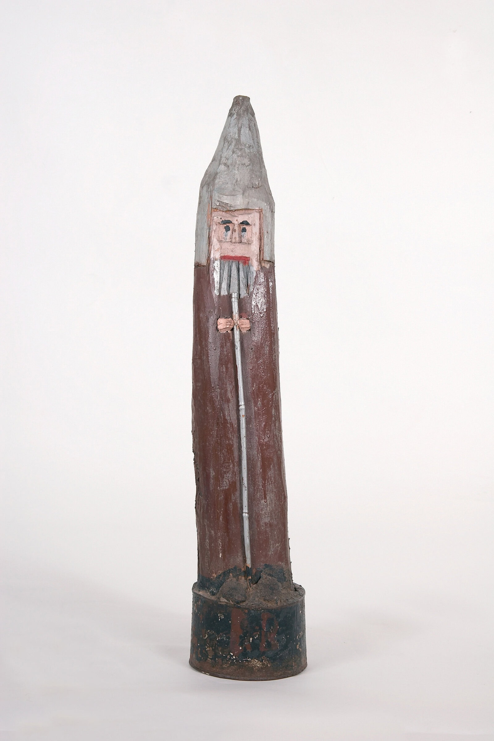 Erich Bödeker * 1904 – † 1971 in Recklinghausen (DEU) Schäfer, ca. 1960 wood, polychrome painting Ht: 80 cm, ø: 17 cm (Sammlung Zander | Naive Art)