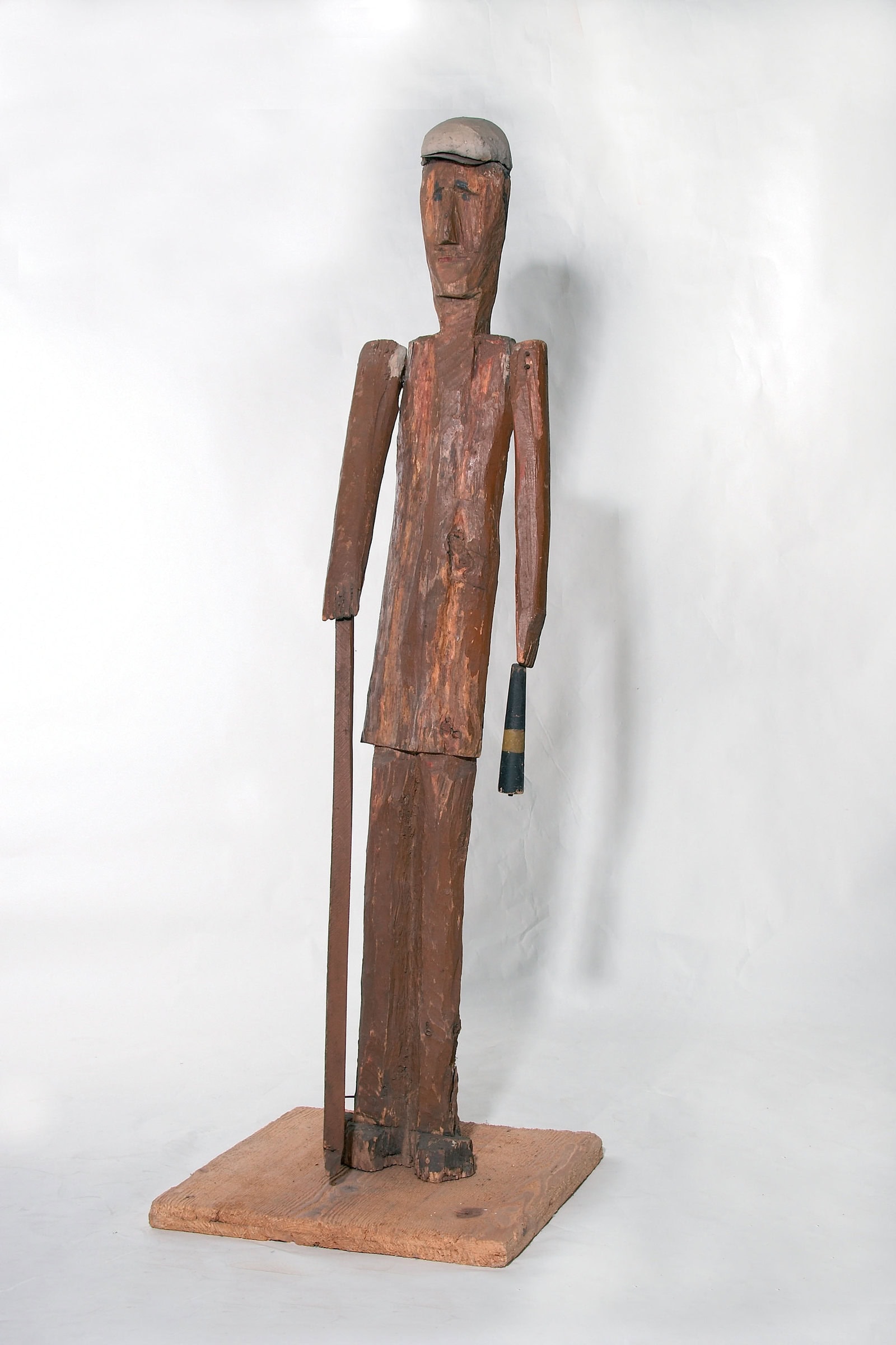 Erich Bödeker * 1904 – † 1971 in Recklinghausen (DEU) Bergmann, undated wood painted 162 x 55 x 55 cm (Sammlung Zander | Naive Art)