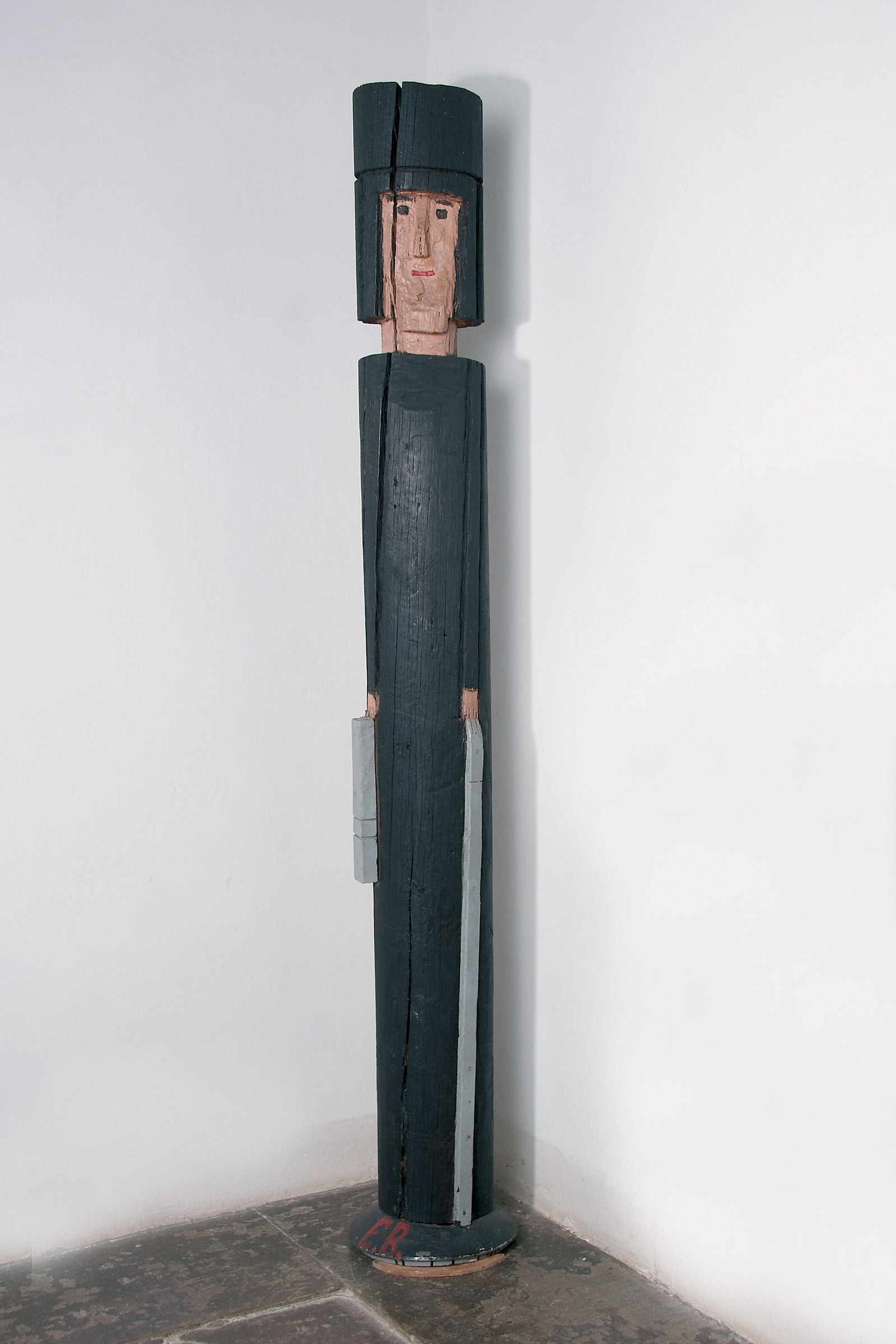 Erich Bödeker * 1904 – † 1971 in Recklinghausen (DEU) Heilige Barbara, undated wood, polychrome painted 175 x 20 x 18 cm (Sammlung Zander | Naive Art)