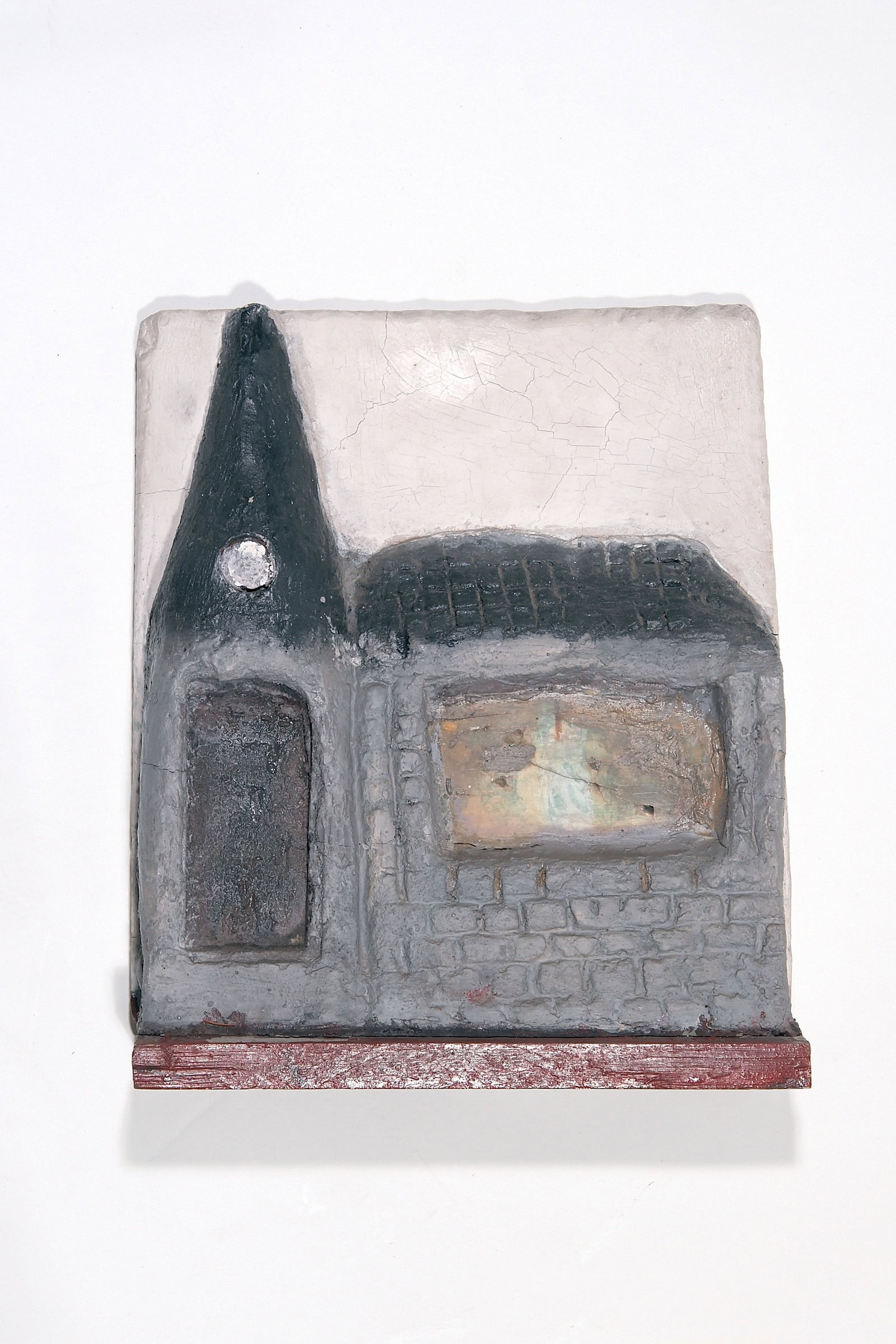 Erich Bödeker * 1904 – † 1971 in Recklinghausen (DEU) Kirche (Relief), undated concrete, wood, glas, polychrome painted 36 x 29.5 x 10.5 cm (Sammlung Zander | Naive Art)