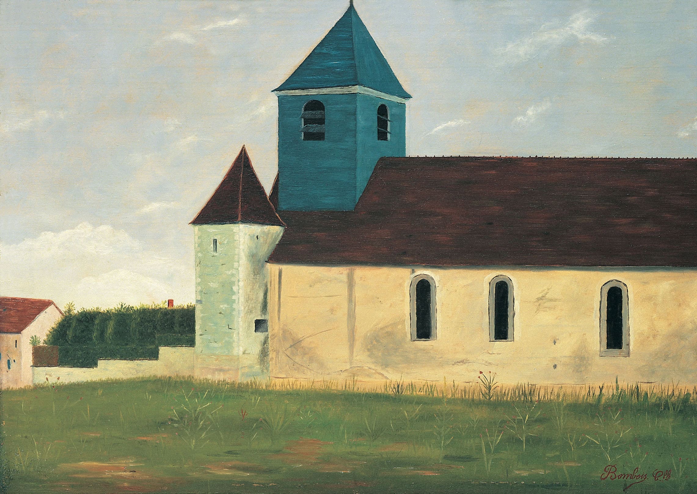 Camille Bombois * 1883 in Venarey-les-Laumes (FRA) † 1970 in Paris (FRA) L’église, undated oil on wood 31.5 x 46 cm (Sammlung Zander | Naive Art)