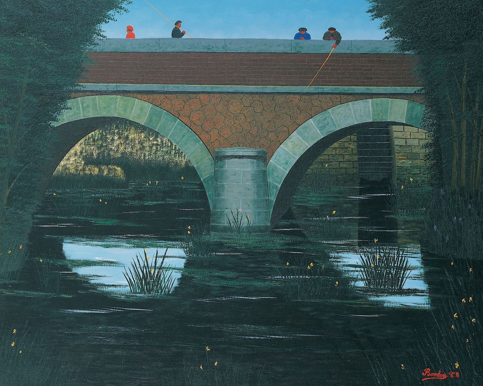 Camille Bombois * 1883 in Venarey-les-Laumes (FRA) † 1970 in Paris (FRA) Pêcheur sur le pont, undated oil on canvas 65 x 81 cm (Sammlung Zander | Naive Art)