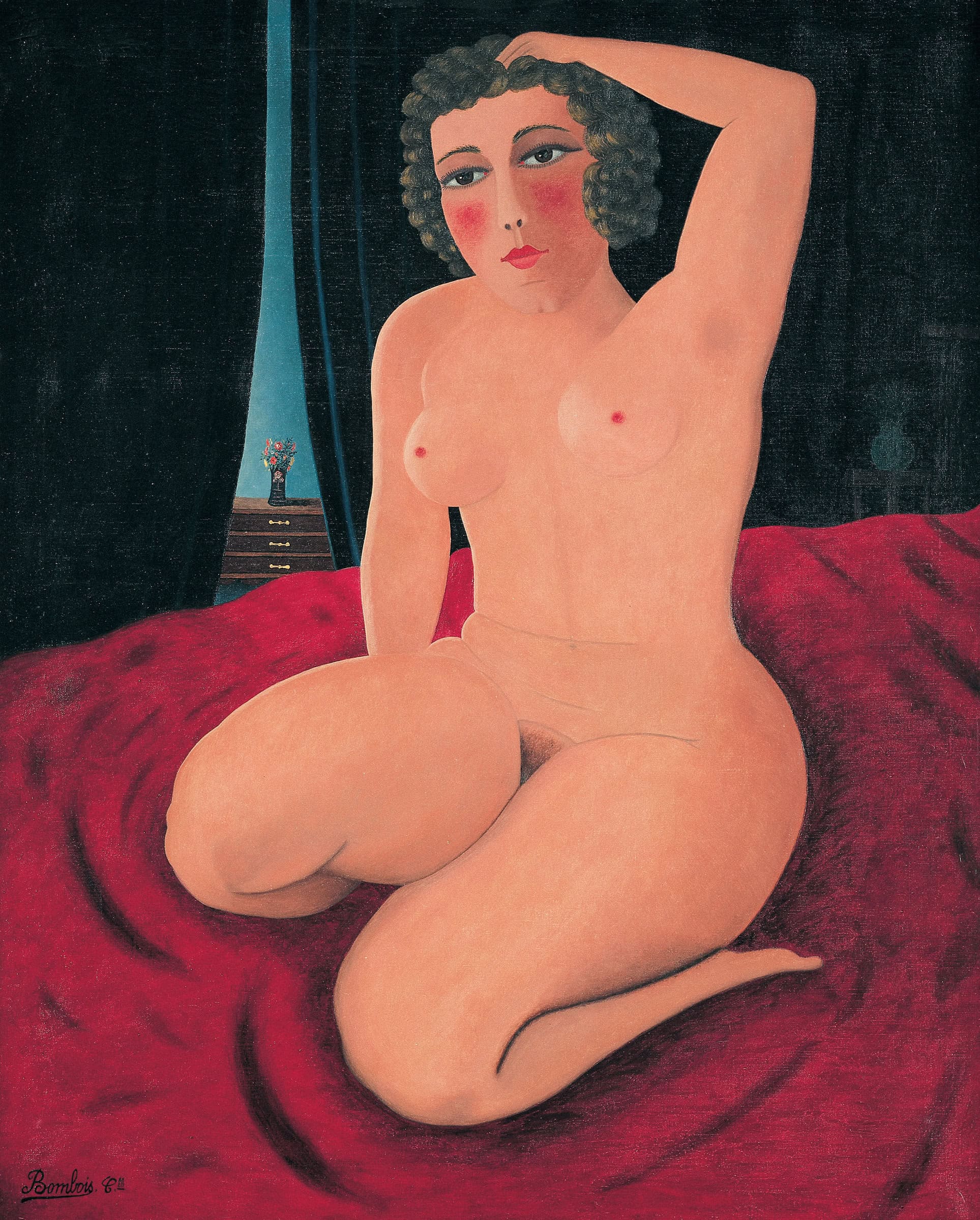 Camille Bombois * 1883 in Venarey-les-Laumes (FRA) † 1970 in Paris (FRA) Nu sur coussin rouge, undated oil on canvas 81 x 65 cm (Sammlung Zander | Naive Art)