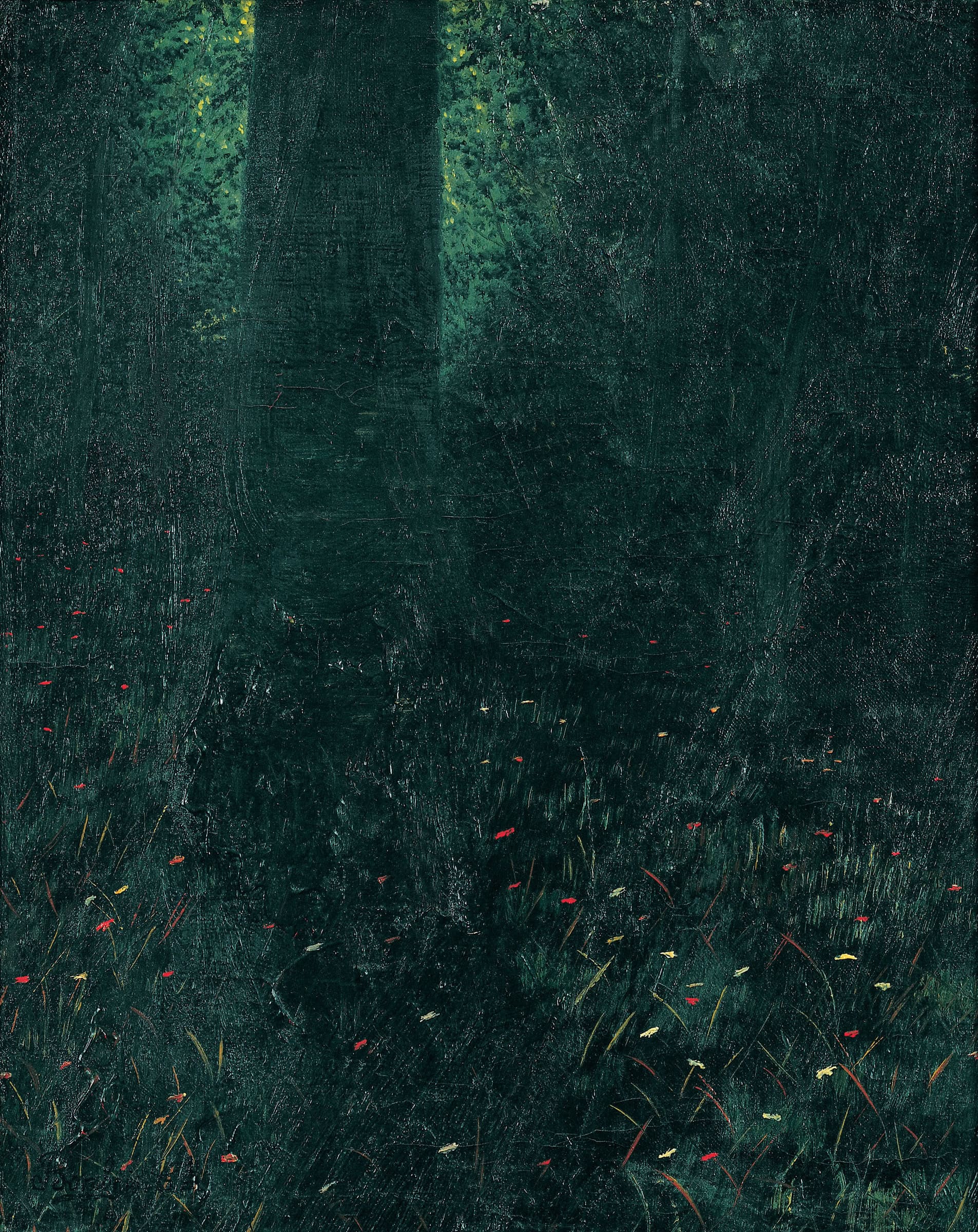 Camille Bombois * 1883 in Venarey-les-Laumes (FRA) † 1970 in Paris (FRA) untitled (forest), undated oil on canvas 41 x 33 cm (Sammlung Zander | Naive Art)