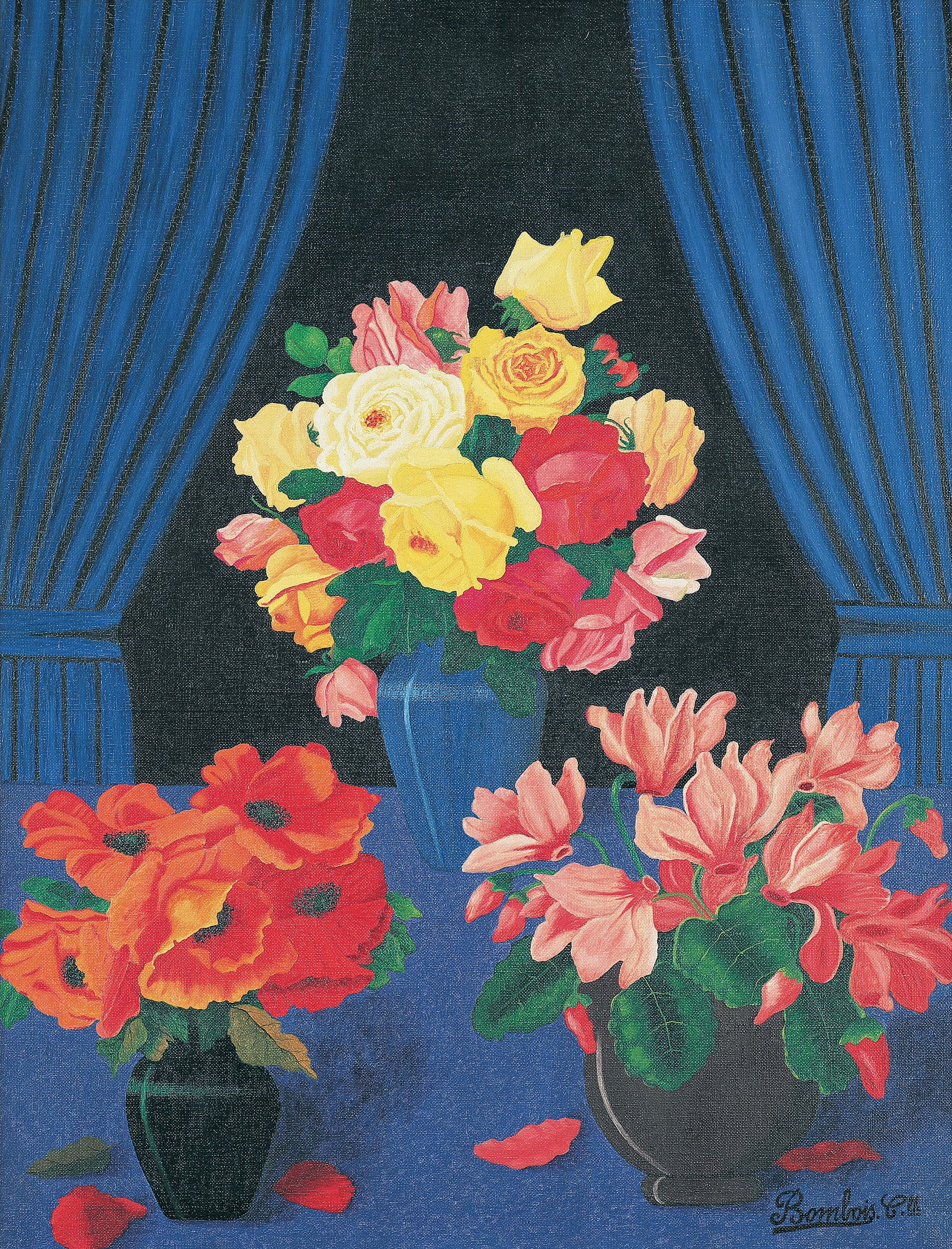 Camille Bombois * 1883 in Venarey-les-Laumes (FRA) † 1970 in Paris (FRA) Trois vases de fleurs, 1945 oil on canvas 65 x 50 cm (Sammlung Zander | Naive Art)