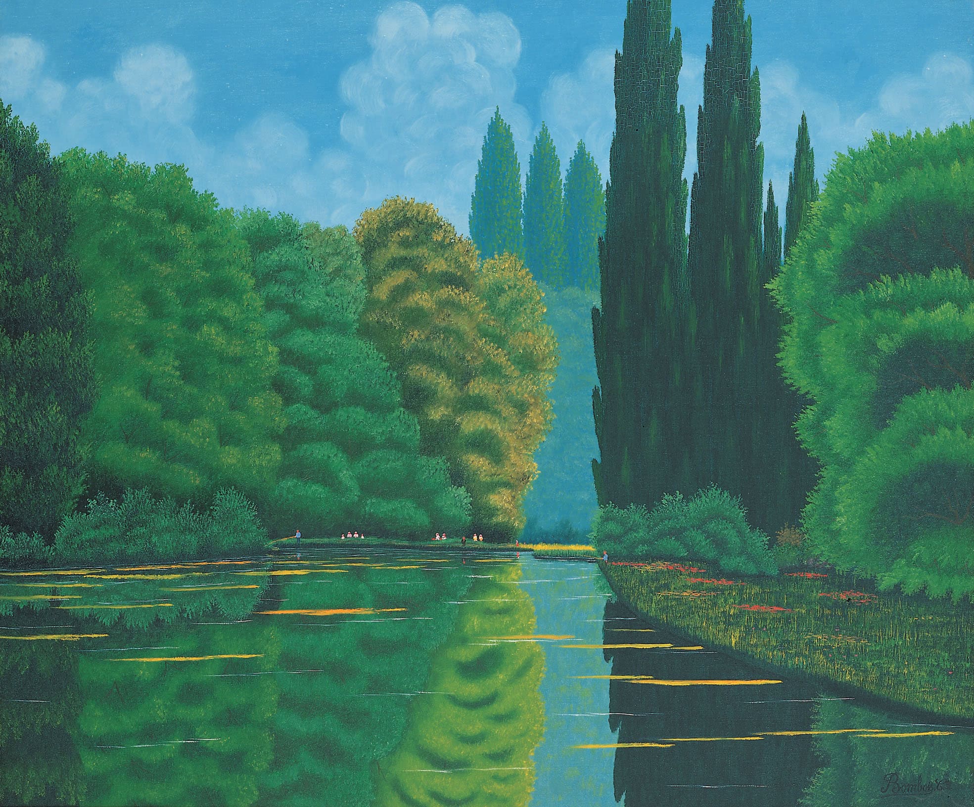 Camille Bombois * 1883 in Venarey-les-Laumes (FRA) † 1970 in Paris (FRA) Le Lac aux cyprès, undated oil on canvas 54 x 65.3 cm (Sammlung Zander | Naive Art)