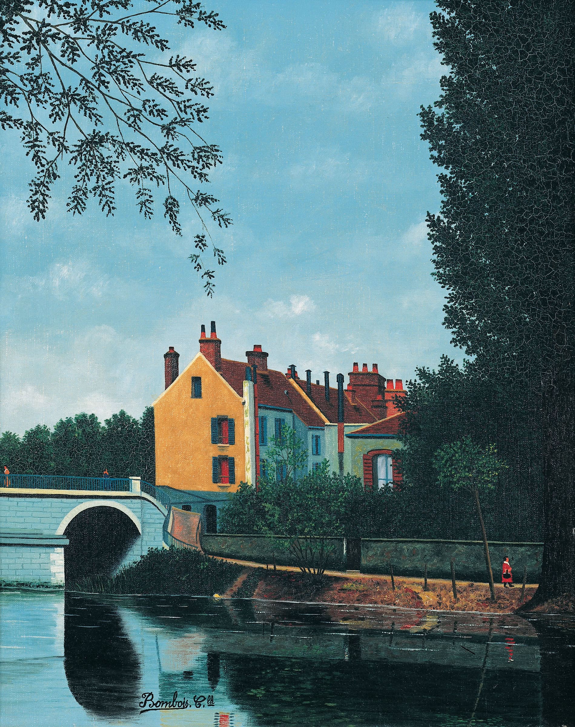 Camille Bombois * 1883 in Venarey-les-Laumes (FRA) † 1970 in Paris (FRA) La façade jaune au bord de l’eau, undated oil on canvas 41 x 33.5 cm (Sammlung Zander | Naive Art)