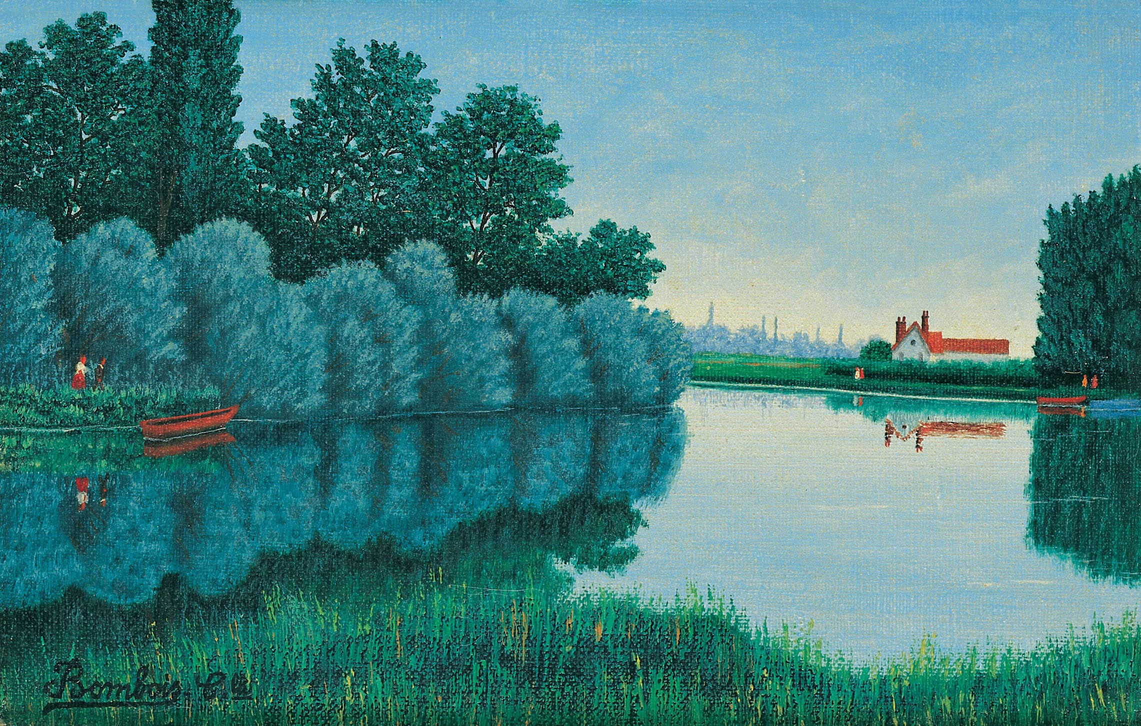 Camille Bombois * 1883 in Venarey-les-Laumes (FRA) † 1970 in Paris (FRA) La Seine à Bougivol, undated oil on canvas 17 x 25 cm (Sammlung Zander | Naive Art)