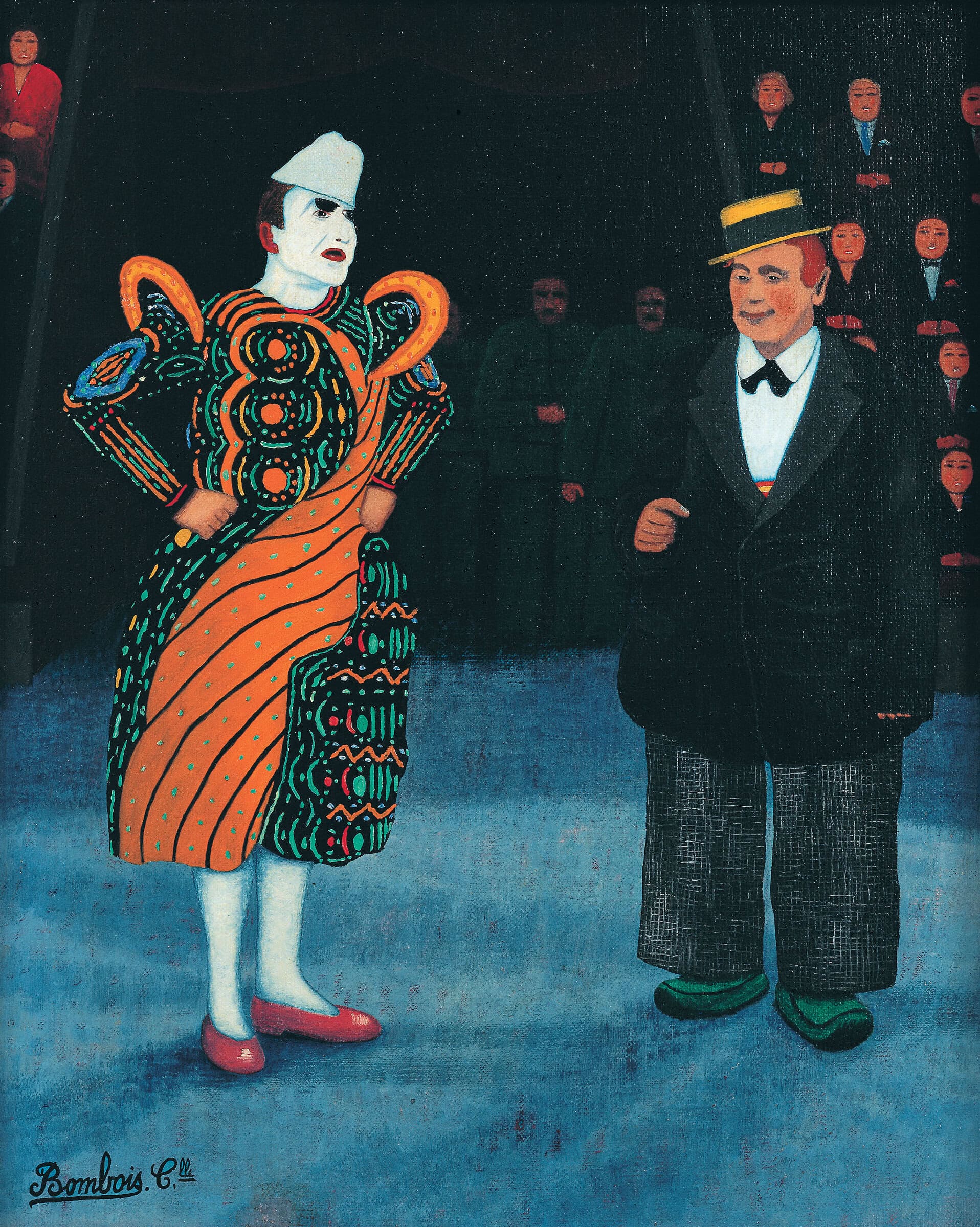 Camille Bombois * 1883 in Venarey-les-Laumes (FRA) † 1970 in Paris (FRA) Le clown Maïss et l’auguste Beby, undated oil on canvas 41.5 x 34 cm (Sammlung Zander | Naive Art)