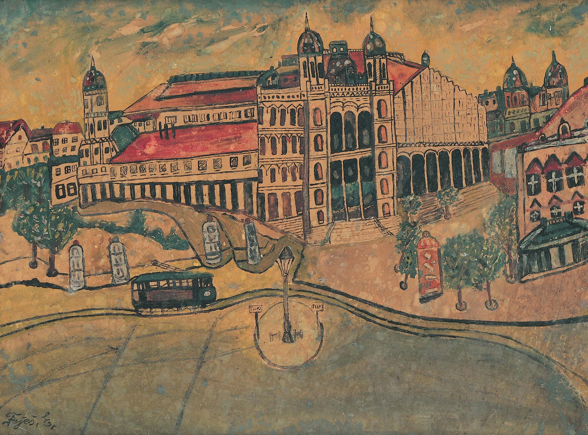 Emerik Feješ * 1904 in Osijek (HRV) † 1969 in Novi Sad (SRB) München, ca.1952/53 tempera on pasteboard 29 x 38.5 cm (Sammlung Zander | Naive Art)