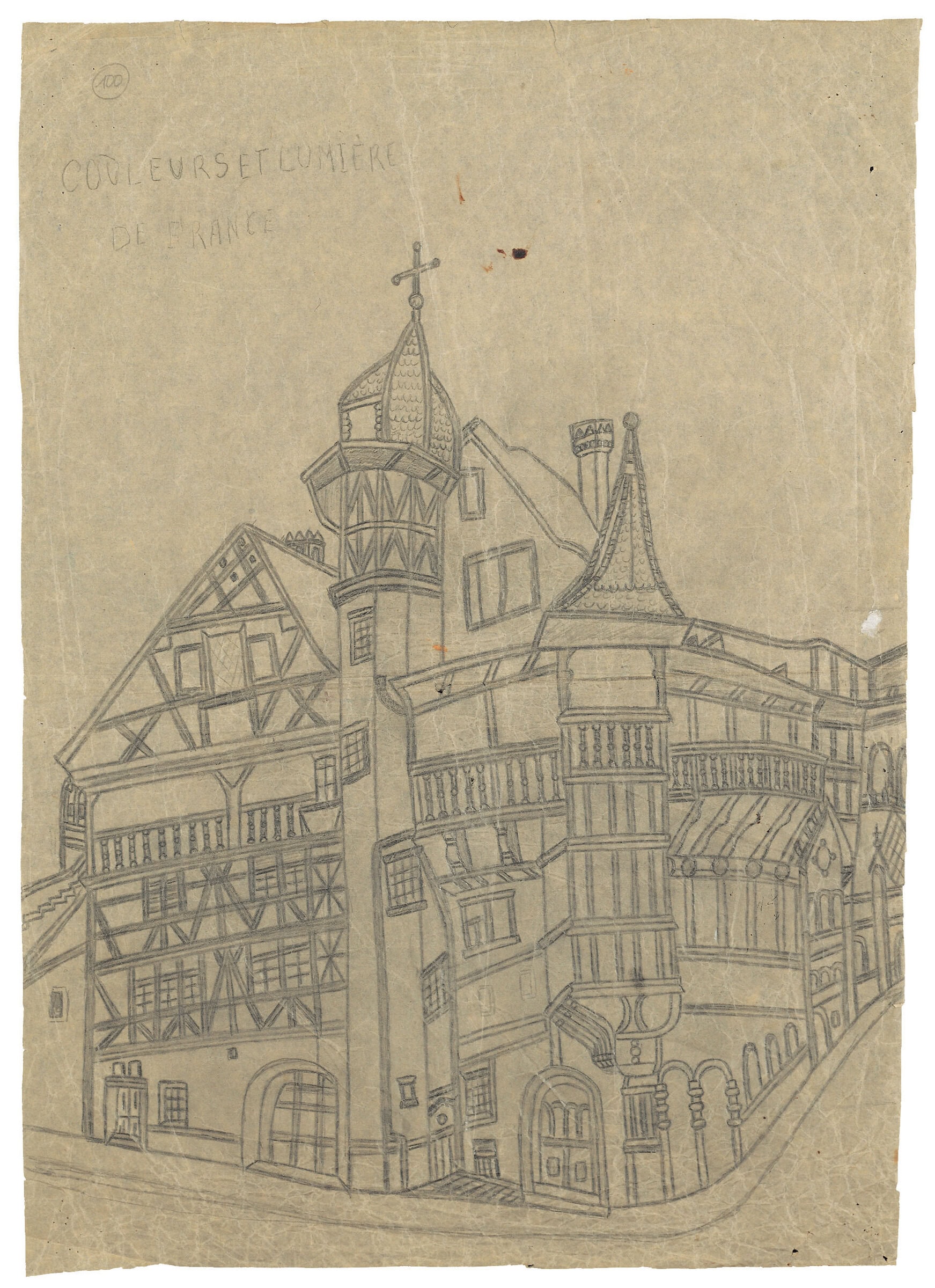 Emerik Feješ * 1904 in Osijek (HRV) † 1969 in Novi Sad (SRB) Couleurs et lumières de France, undated pencil on paper 60 x 42.5 cm (Sammlung Zander | Naive Art)