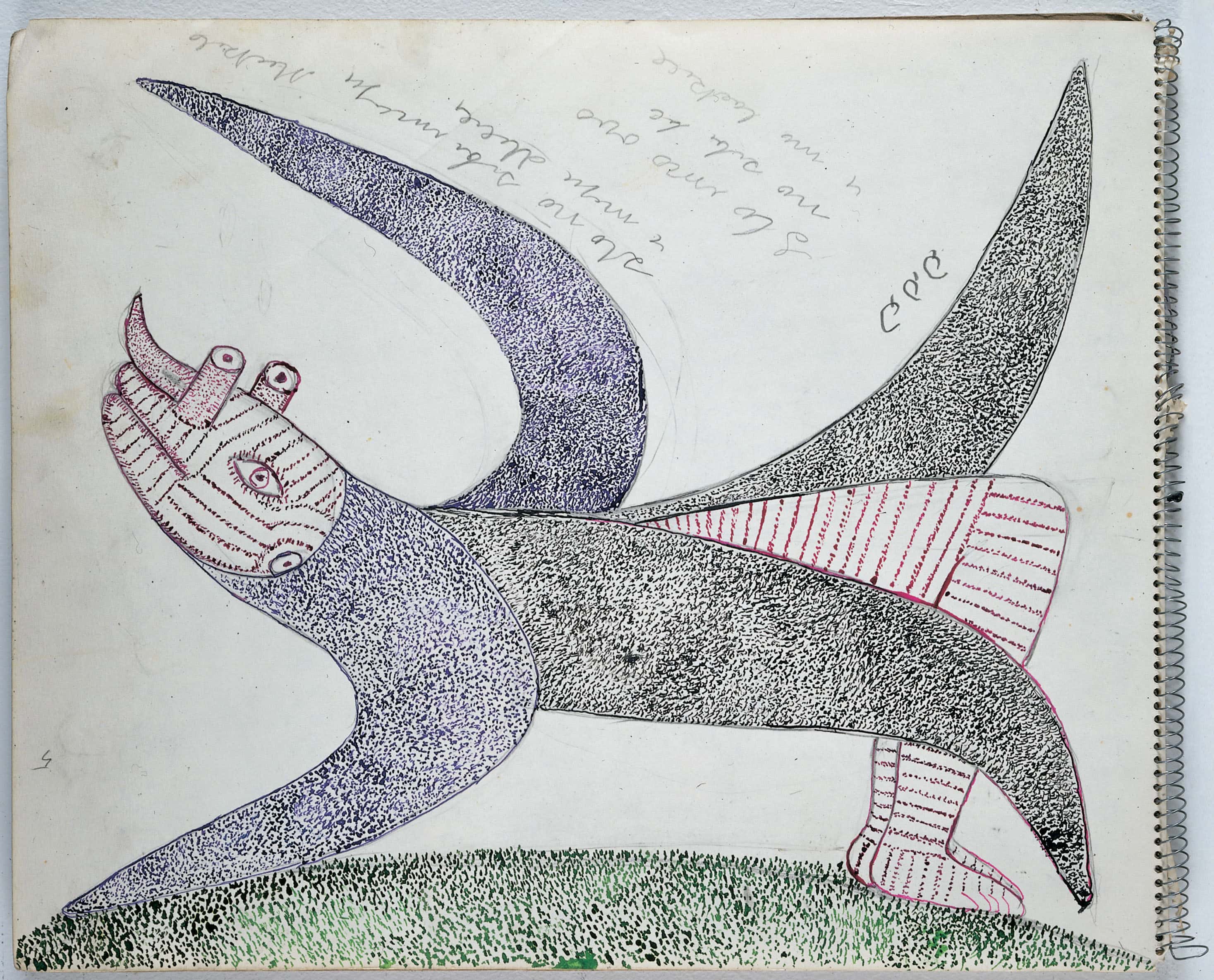 Sava Sekulić * 1902 in Bilišane (HRV) † 1989 in Belgrad (SRB) untitled, undated pencil, ballpoint pen on paper, sketchbook 36 x 43 cm (Sammlung Zander | Naive Art)