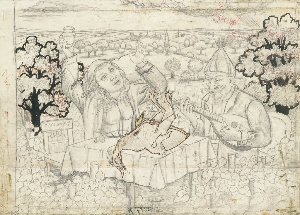 Ivan Generalić * 1914 in Hlebine (HRV) † 1992 in Koprivnica (HRV) Martinstag, 1972 mixed media on paper 56 x 77.5 cm (Sammlung Zander | Naive Art)