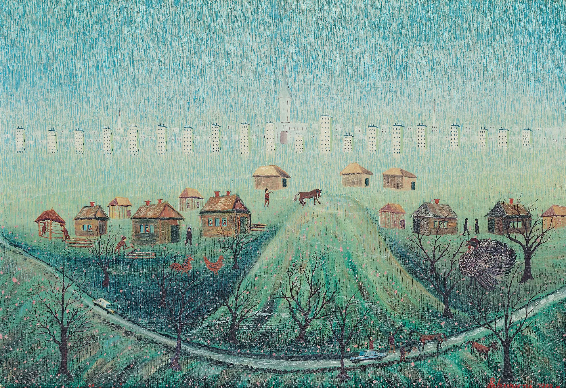 Matija Skurjeni * 1898 in Veternica (HRV) † 1990 in Zaprešić (HRV) Meine Träume, 1969 Öl auf Leinwand 38 x 55 cm (Sammlung Zander | Naive Kunst)