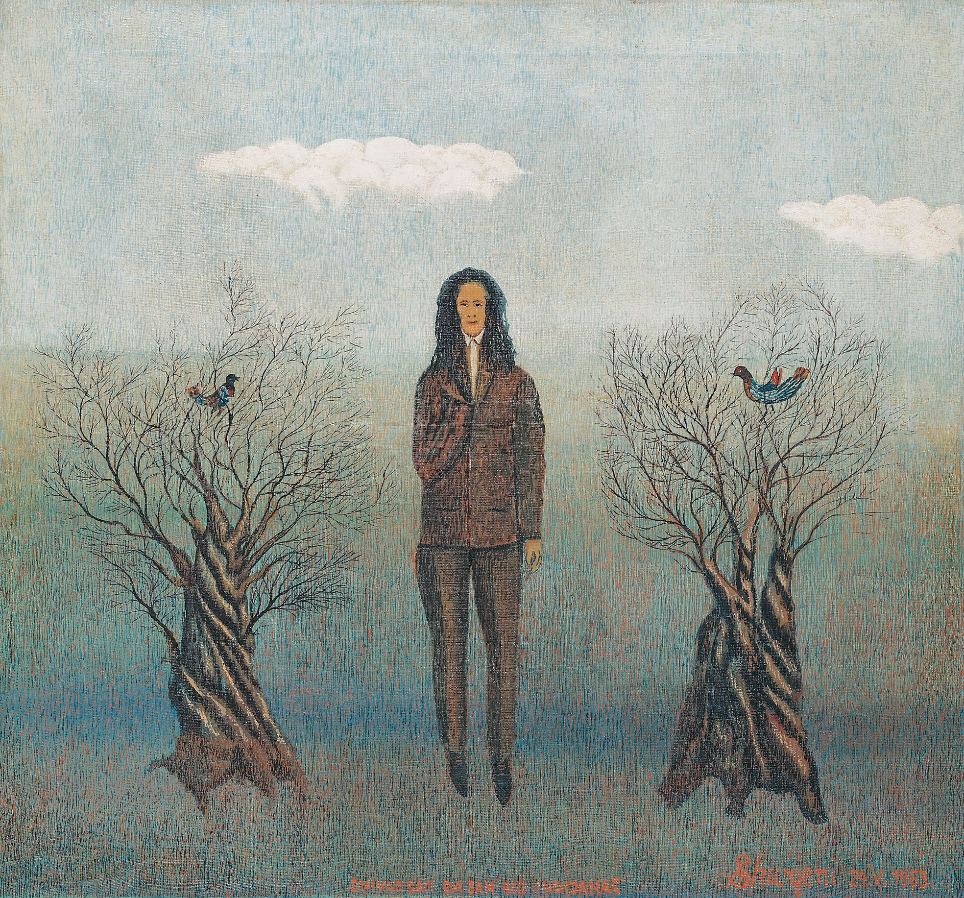 Matija Skurjeni * 1898 in Veternica (HRV) † 1990 in Zaprešić (HRV) Mir träumte, ich sei ein Indianer, 1963 Öl auf Leinwand 57 x 62 cm (Sammlung Zander | Naive Kunst)