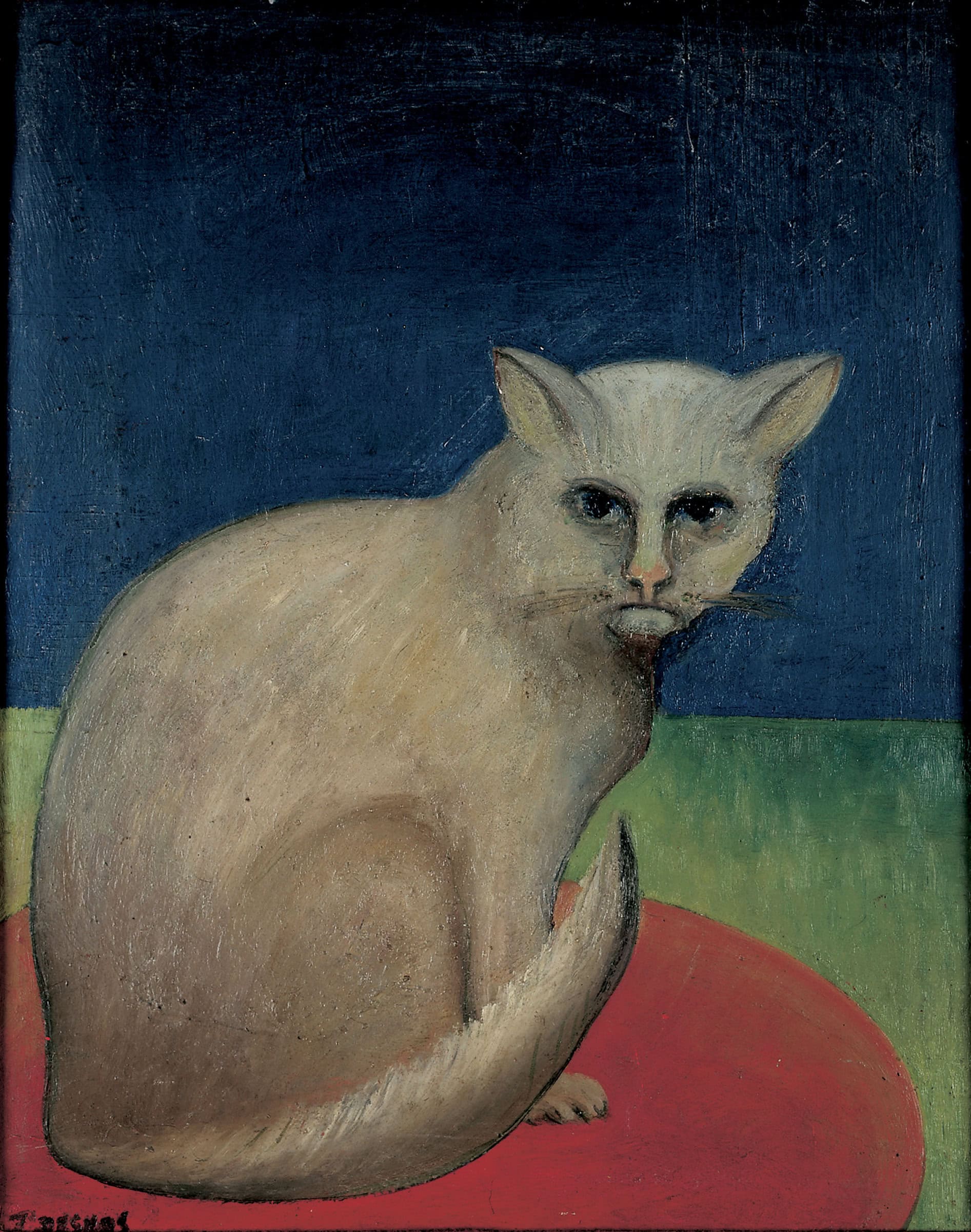 Ferdinand Desnos * 1901 in Pontlevoy (FRA) † 1958 in Paris (FRA) Ma chatte Miquette, 1943 Öl auf Karton 40 x 32,5 cm (Sammlung Zander | Naive Kunst)