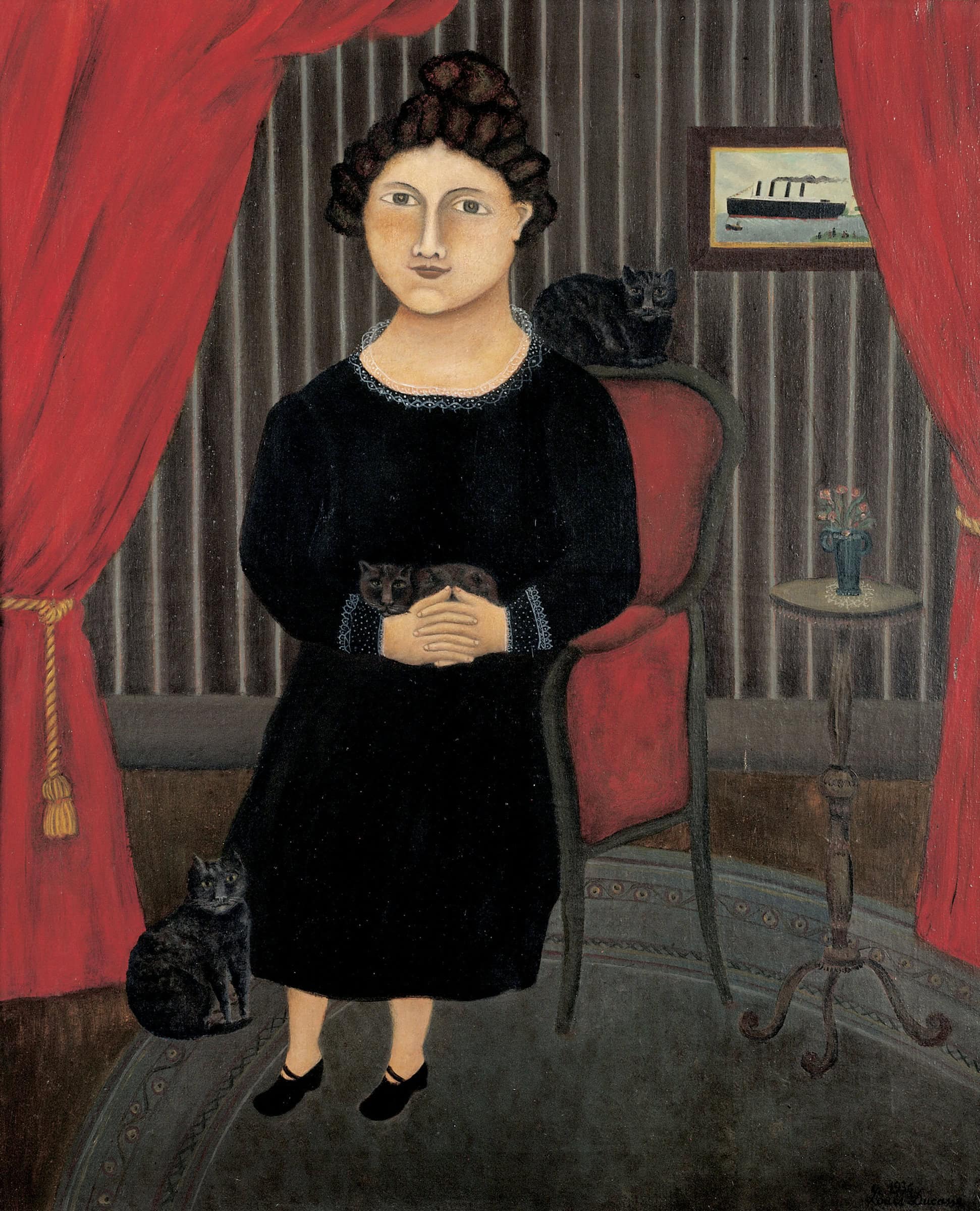 Louis Ducasse * 1881 in Flers-en-Escrebieux (FRA) † 1939 in Frankreich (FRA) Portrait de Felicie Ducasse, 1936 oil on canvas 101 x 82 cm (Sammlung Zander | Naive Art)