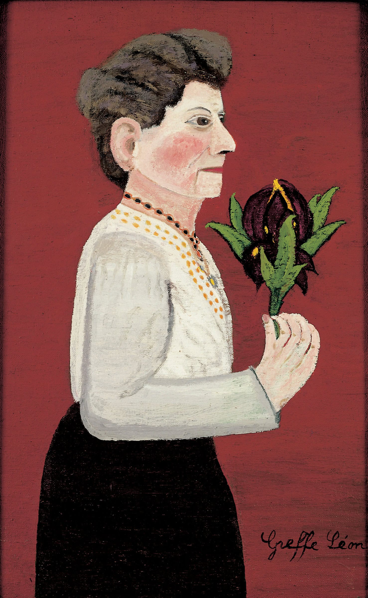 Léon Greffe * 1881 (?) – † 1949 in Paris (FRA) Portrait de femme, o. J. Öl auf Leinwand 54 x 34 cm (Sammlung Zander | Naive Kunst)