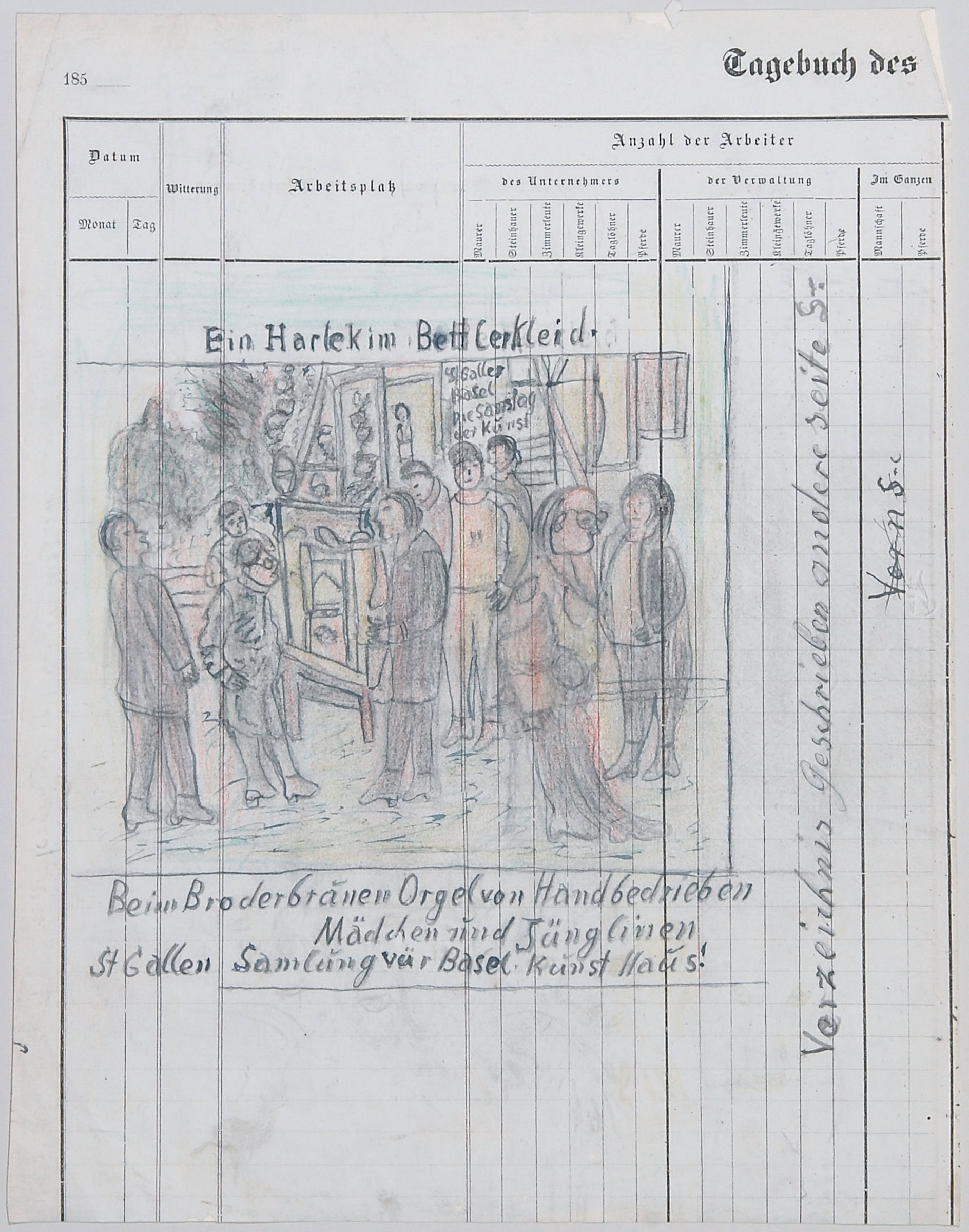 Jacob Greuter * 1890 Riedt (CHE) † 1984 St. Gallen (CHE) Harlekin im Bettlerkleid, o. J. Mischtechnik auf Papier 27 x 21 cm (Sammlung Zander | Naive Kunst)