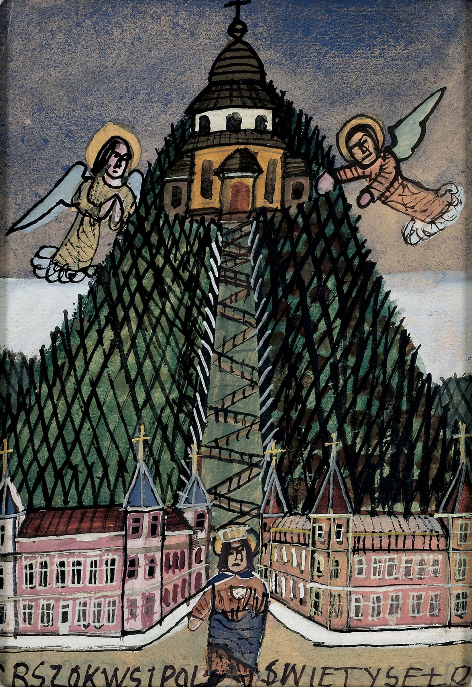 Nikifor * 1895 Krynica-Zdroj (POL) † 1969 in Folusz (POL) Selbstbildnis als Heiliger, o. J. Aquarell auf Papier 20.5 x 14.5 cm (Sammlung Zander | Naive Kunst)