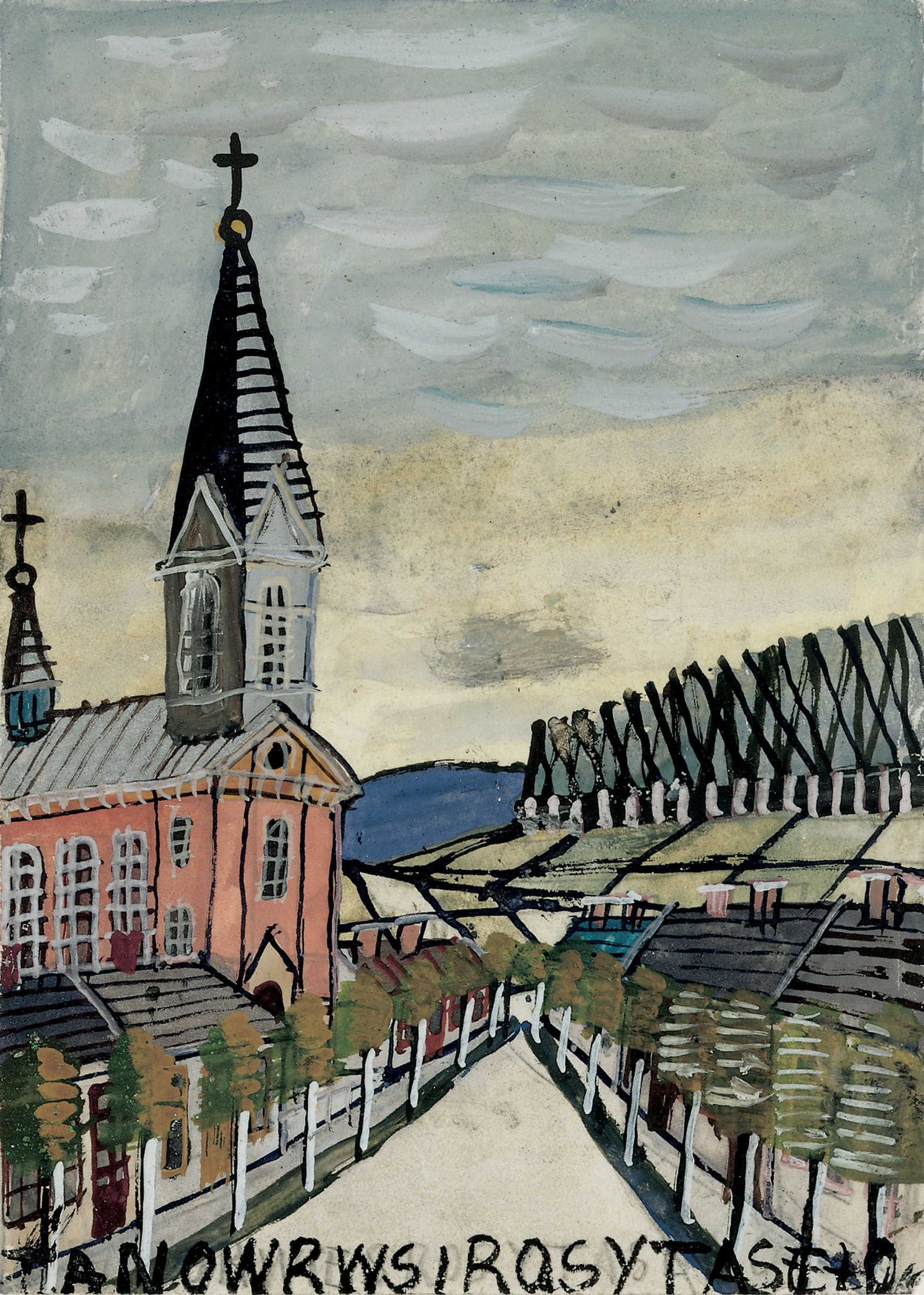 Nikifor * 1895 Krynica-Zdroj (POL) † 1969 in Folusz (POL) Kirche I, undated Watercolor on paper 21 x 15 cm (Sammlung Zander | Naive Art)