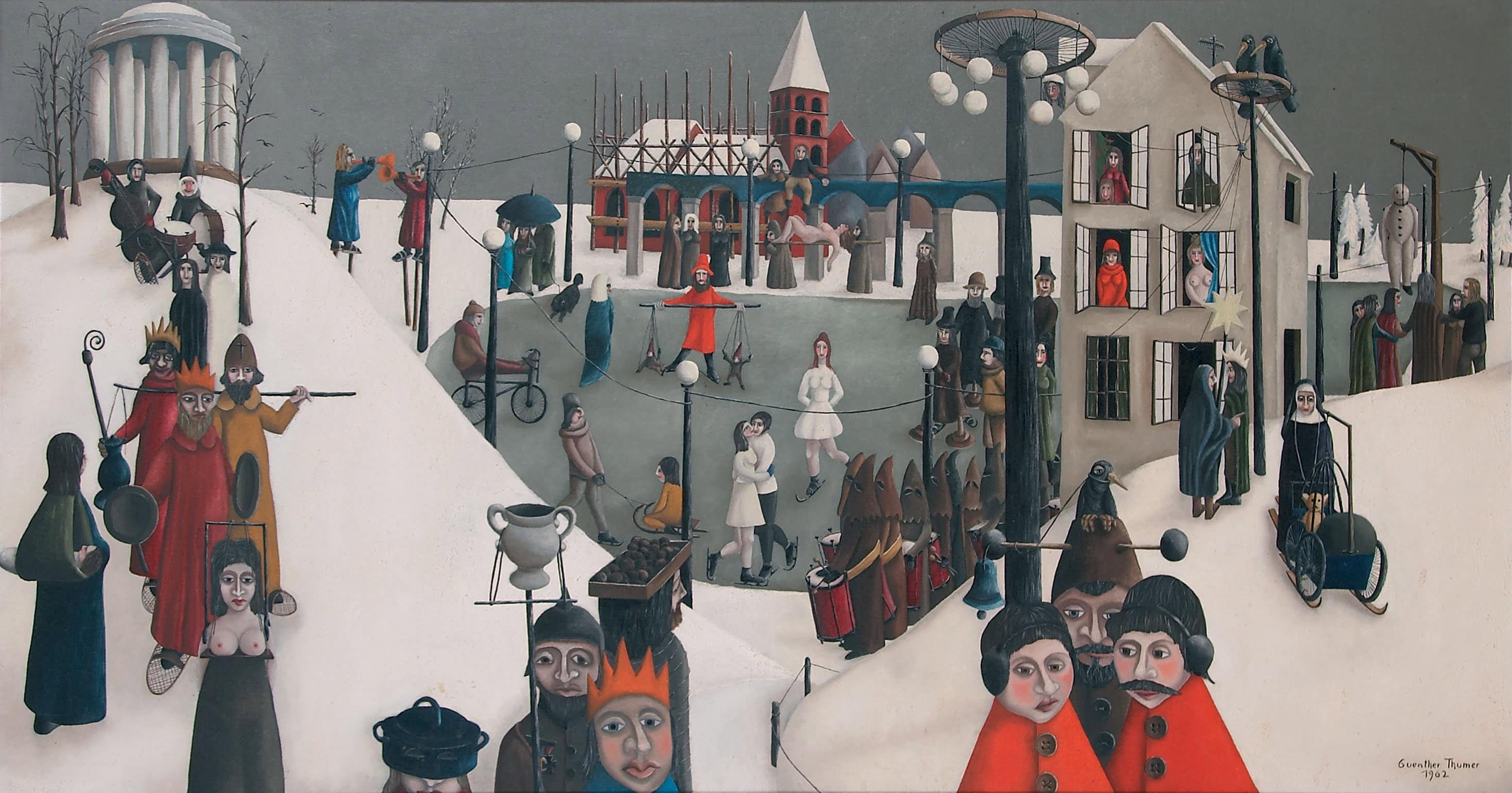 Günther Thumer * 1930 in München (DEU) Welttheater, 1962 oil on canvas 80 x 150.5 cm (Sammlung Zander | Naive Art)