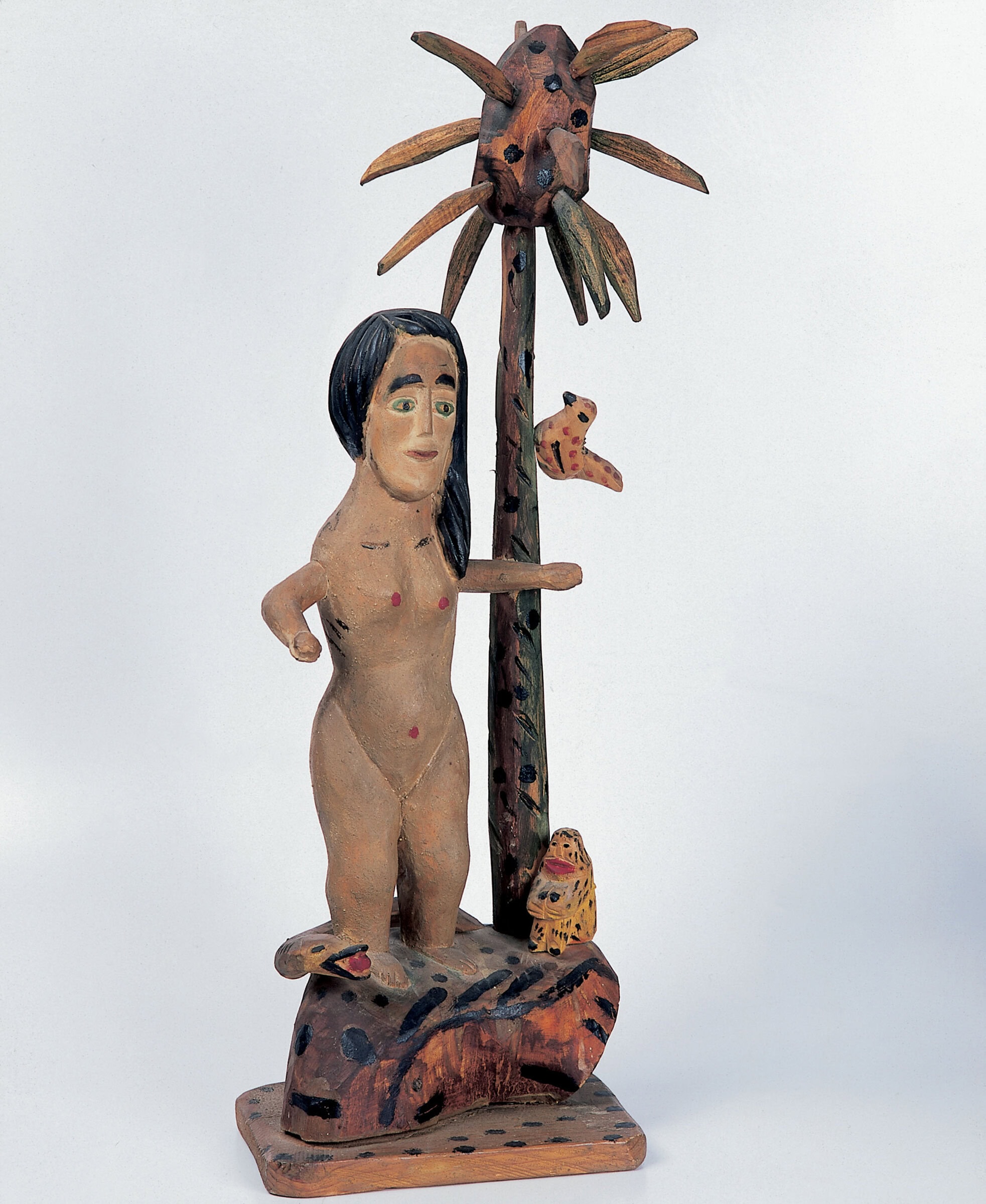 Adam Zegadlo * 1910 – † 1988 in Krzyzka (POL) Adam und Eva, undated Wood, polychrome 72.5 x 24 x 18 cm (Sammlung Zander | Naive Art)