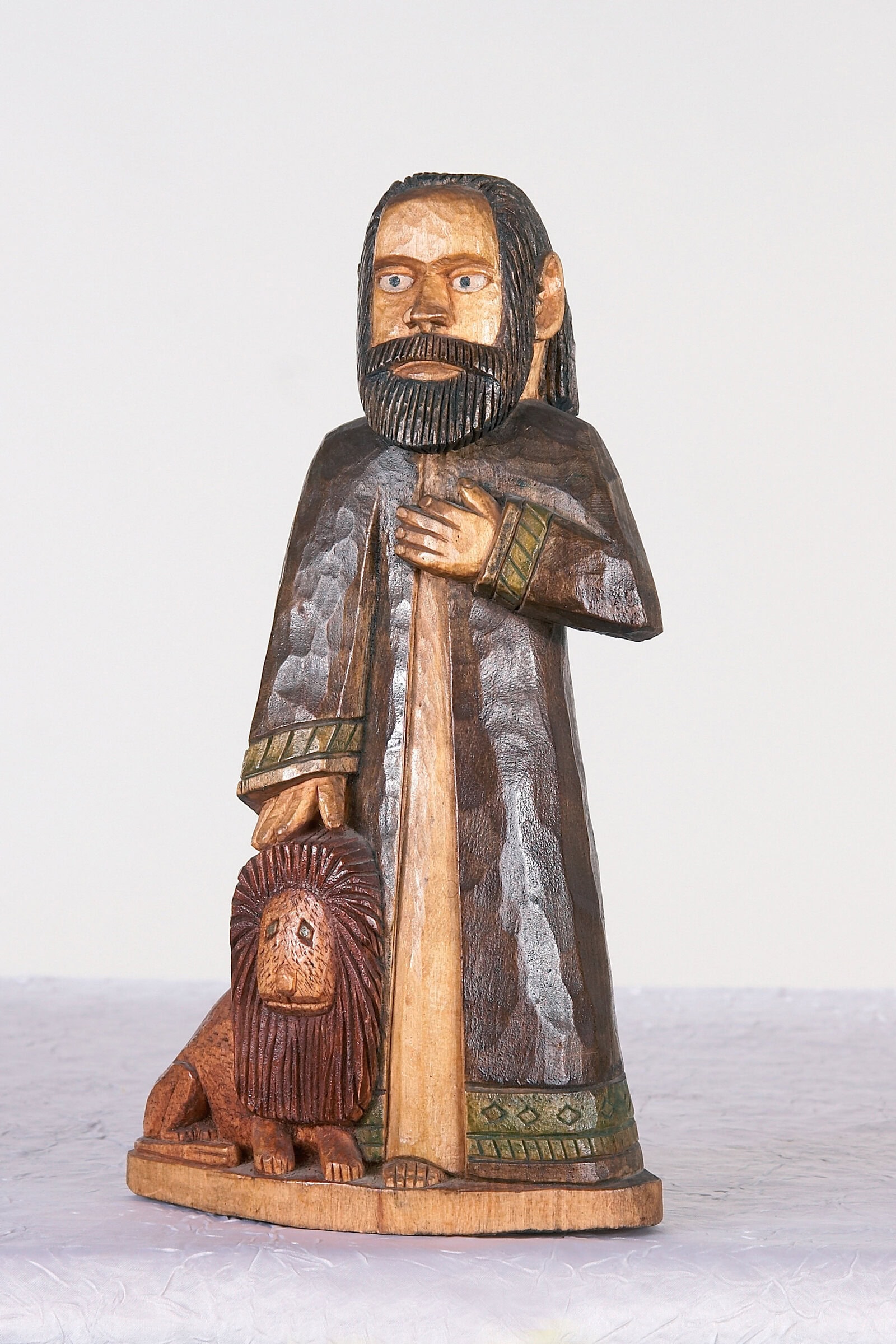 Piotr Zelek * 1928 – † 2006 David mit Löwe, 1967 Wood, polychrome painted 29.5 x 16 x 8 cm (Sammlung Zander | Naive Art)