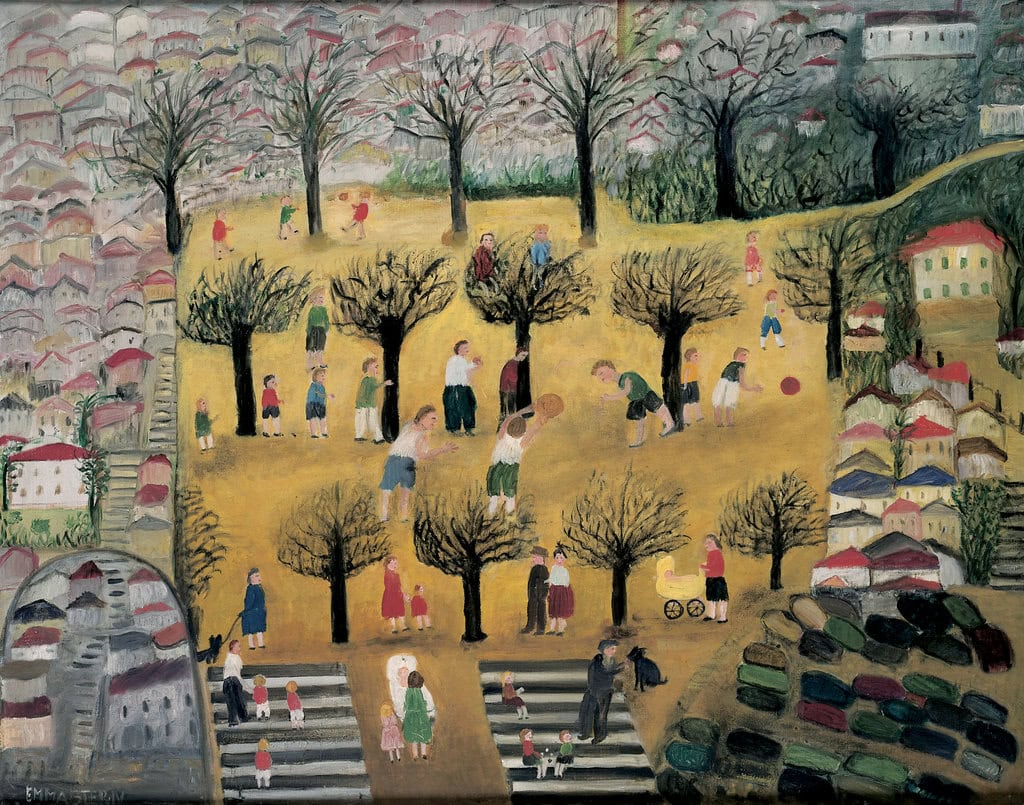 Emma Stern * 1878 in St. Wendel (DEU) † 1970 in Paris (FRA) La récréation, 1954 Öl auf Leinwand 72,5 x 92 cm (Sammlung Zander | Naive Kunst)