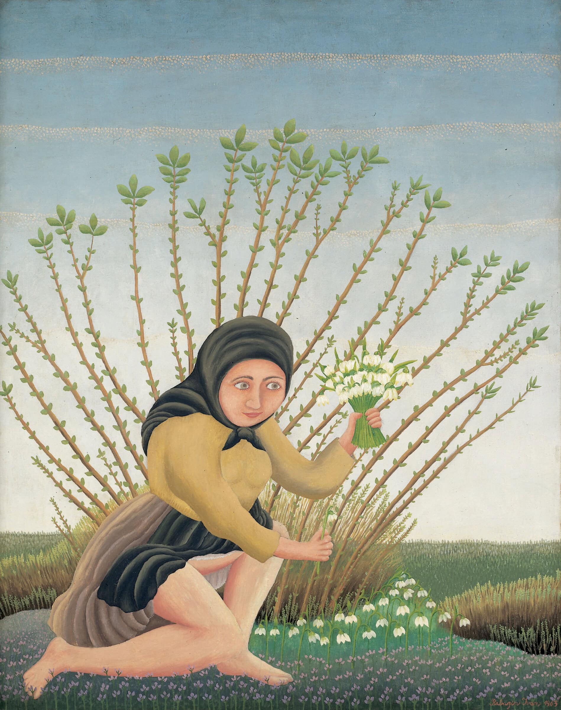 Ivan Rabuzin * 1921 in Ključ (HRV) † 2008 in Varaždin (HRV) Maiglöckchen, 1963 oil on canvas 92 x 73 cm (Sammlung Zander | Naive Art)