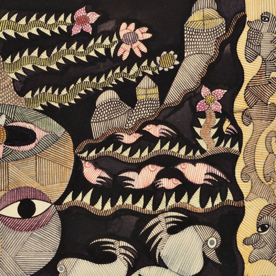 Scottie Wilson, untitled, undated, mixed media on paper, 31.5 x 42.5 cm (Sammlung Zander | Naive Art)